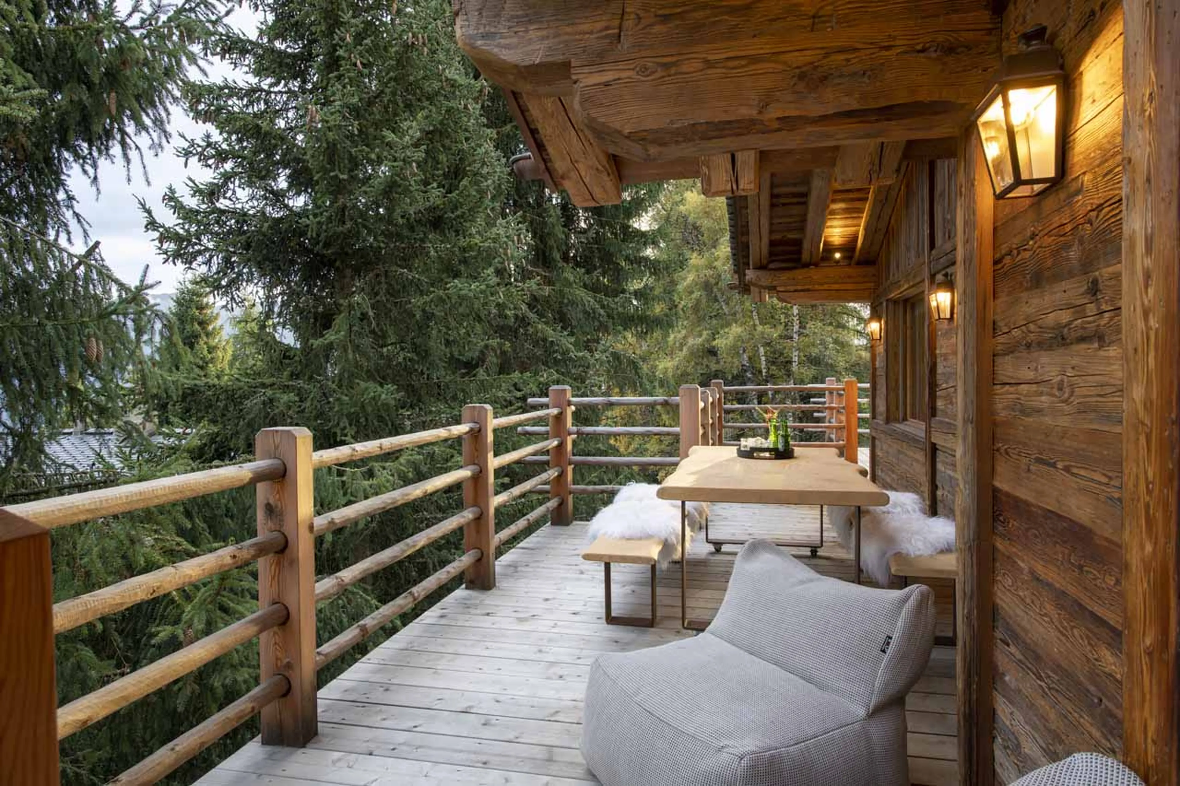Sunny terrace at Chalet Grand Coeur in Verbier