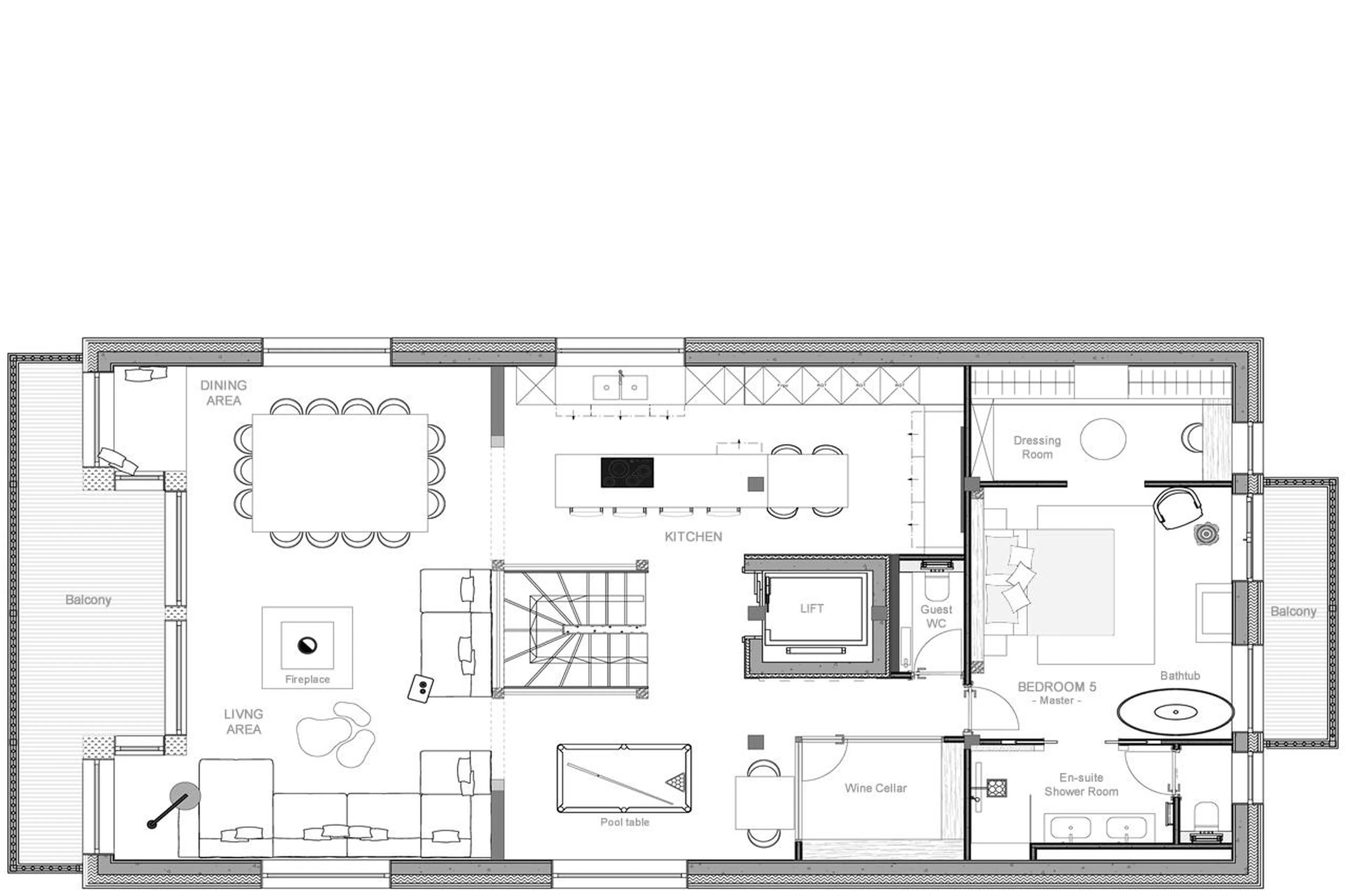 Level 2 floor plan of Chalet Grande Kalinka in Meribel