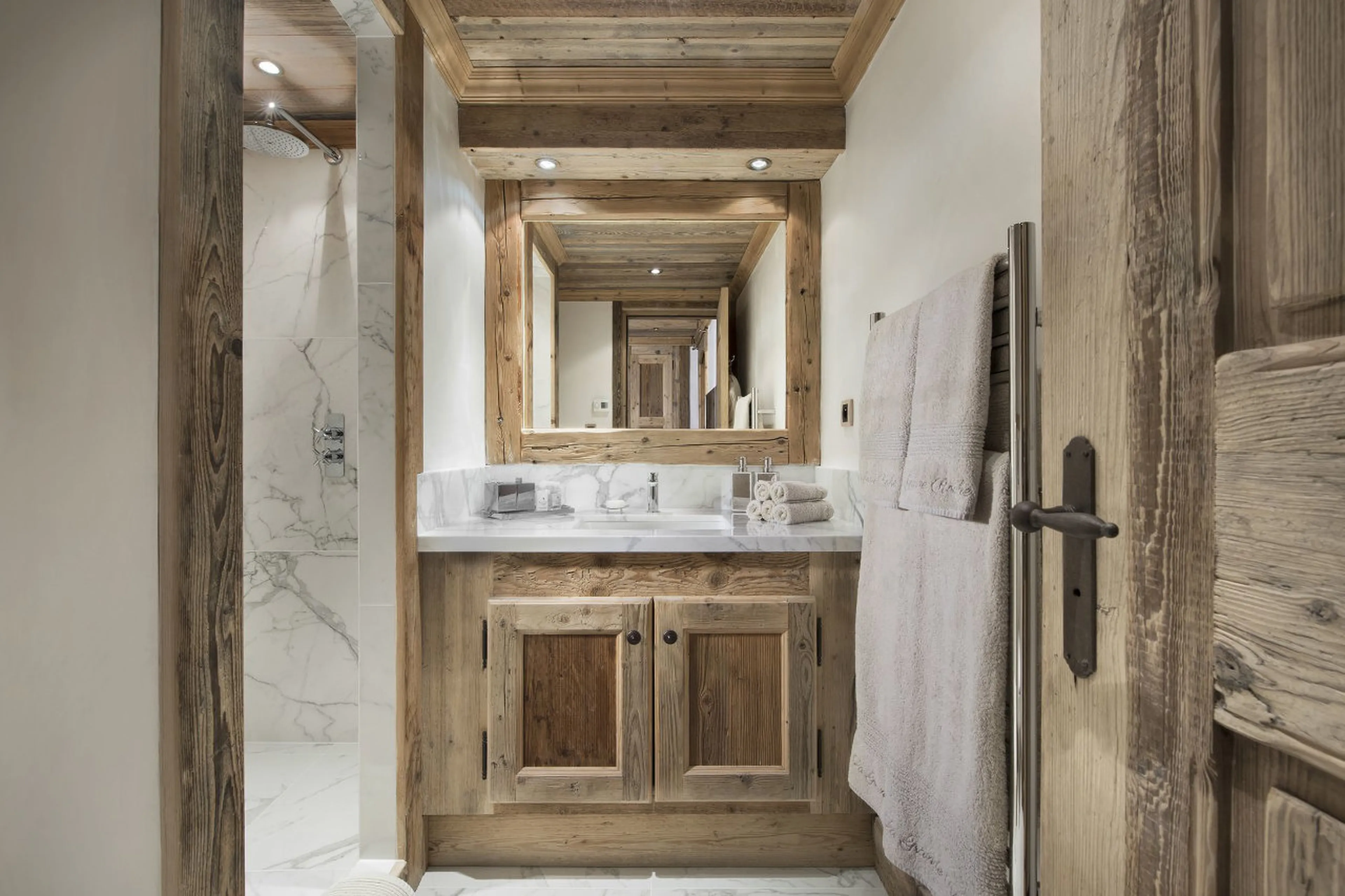 En suite bathroom with a shower in Chalet La Grande Roche in Courchevel 1850