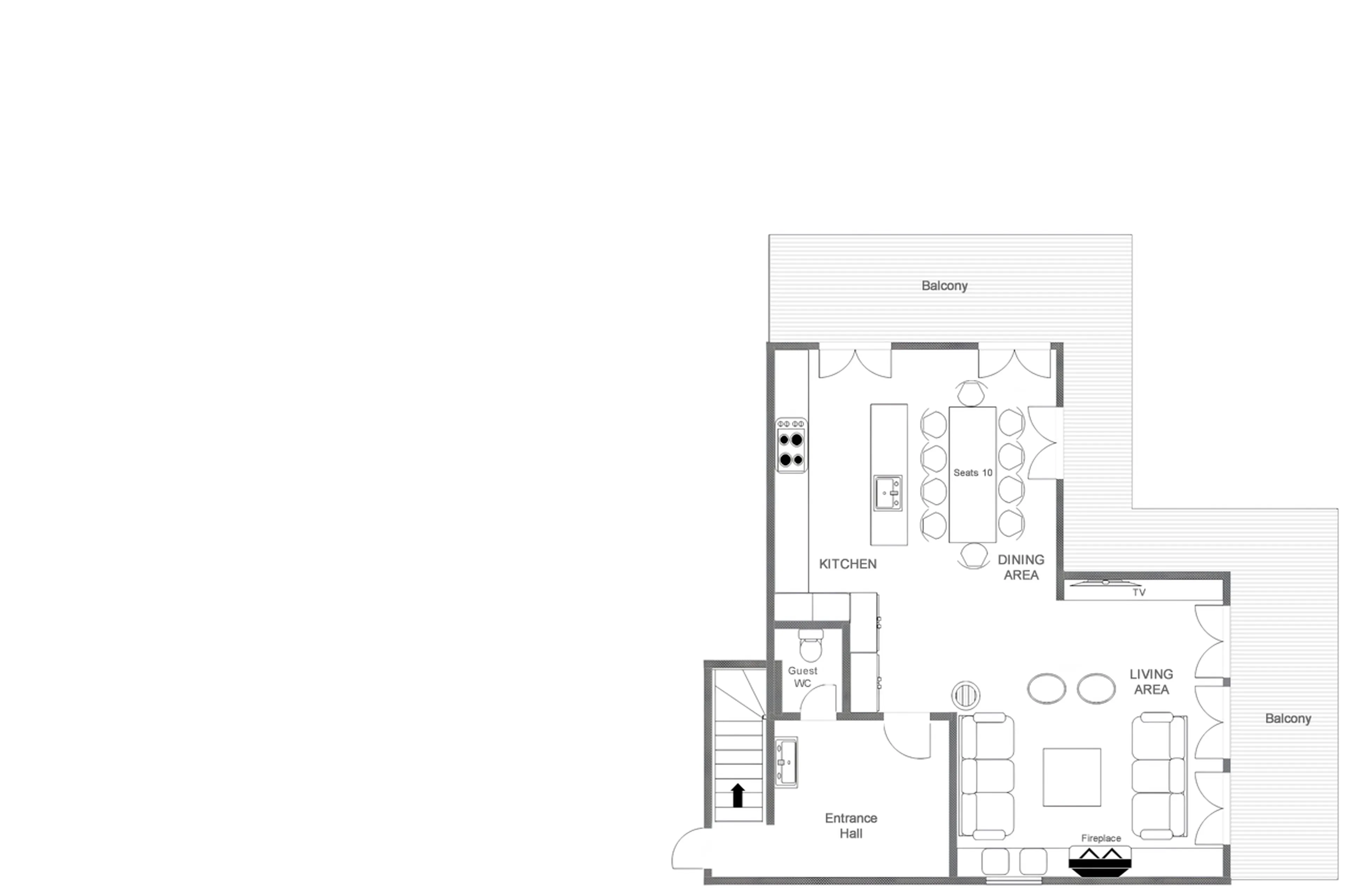 Level 1 floor plan of Chalet Granval in Verbier