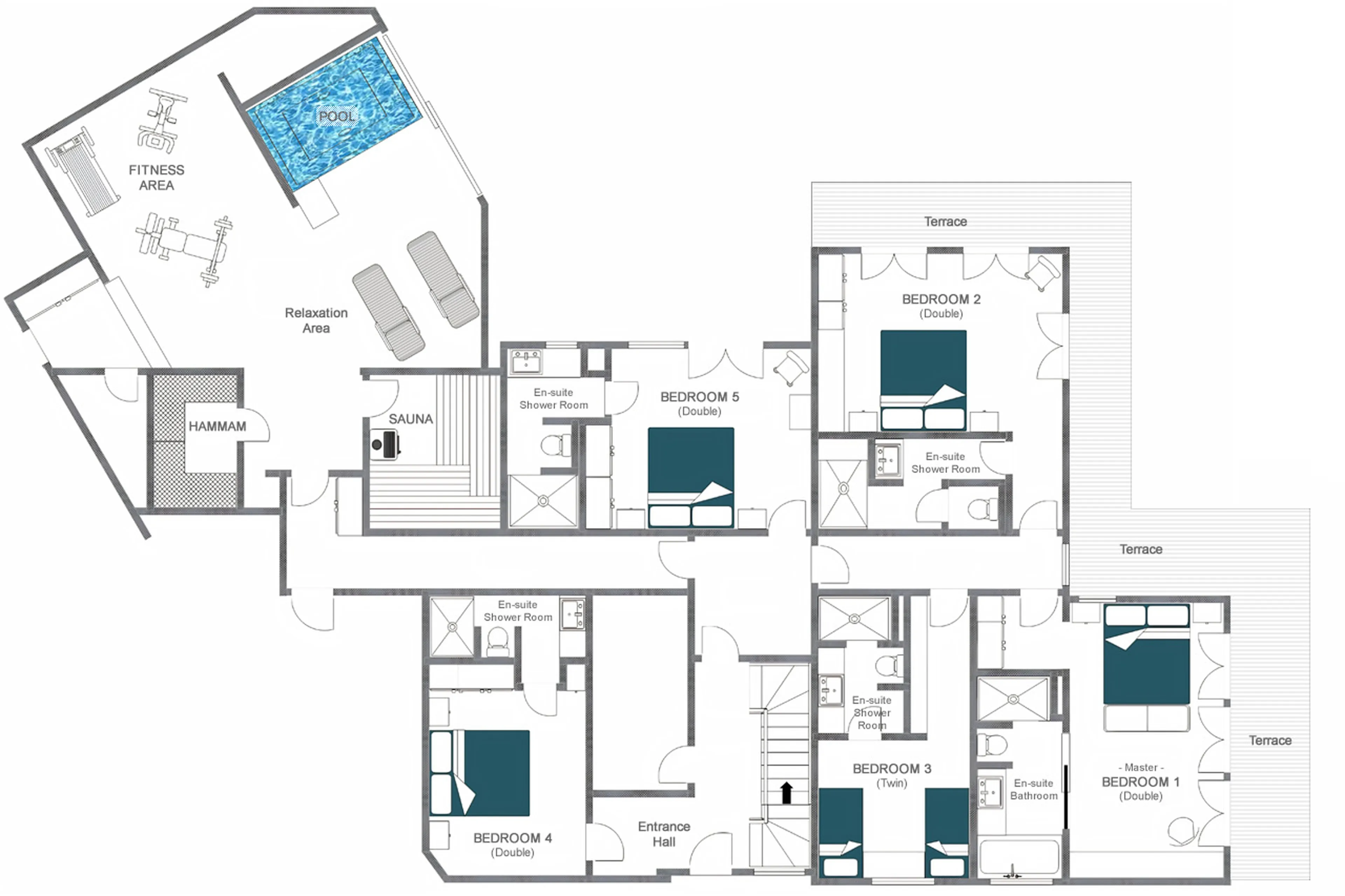 Level 0 floor plan of Chalet Granval in Verbier