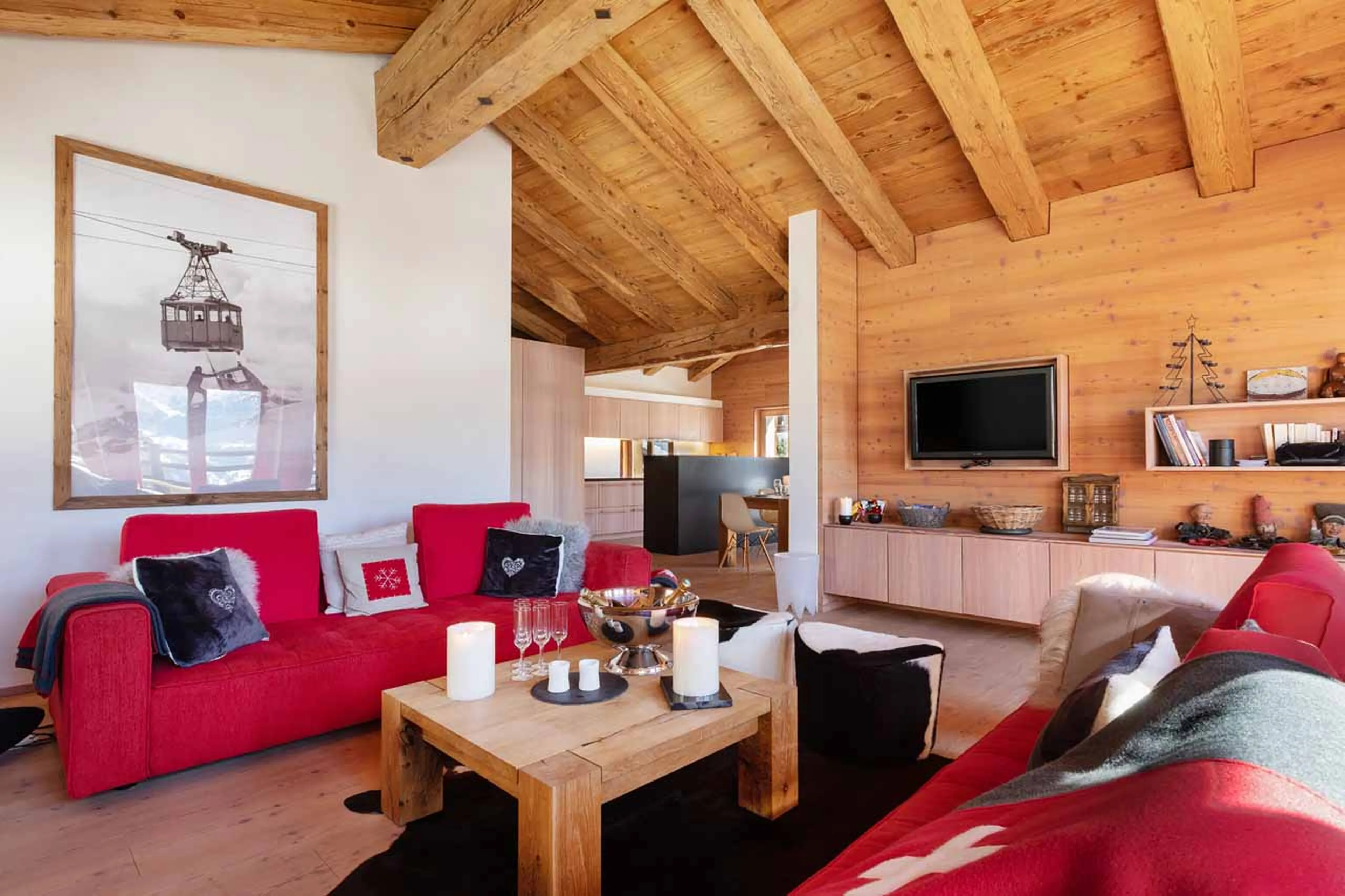 Living area TV at Chalet Granval in Verbier