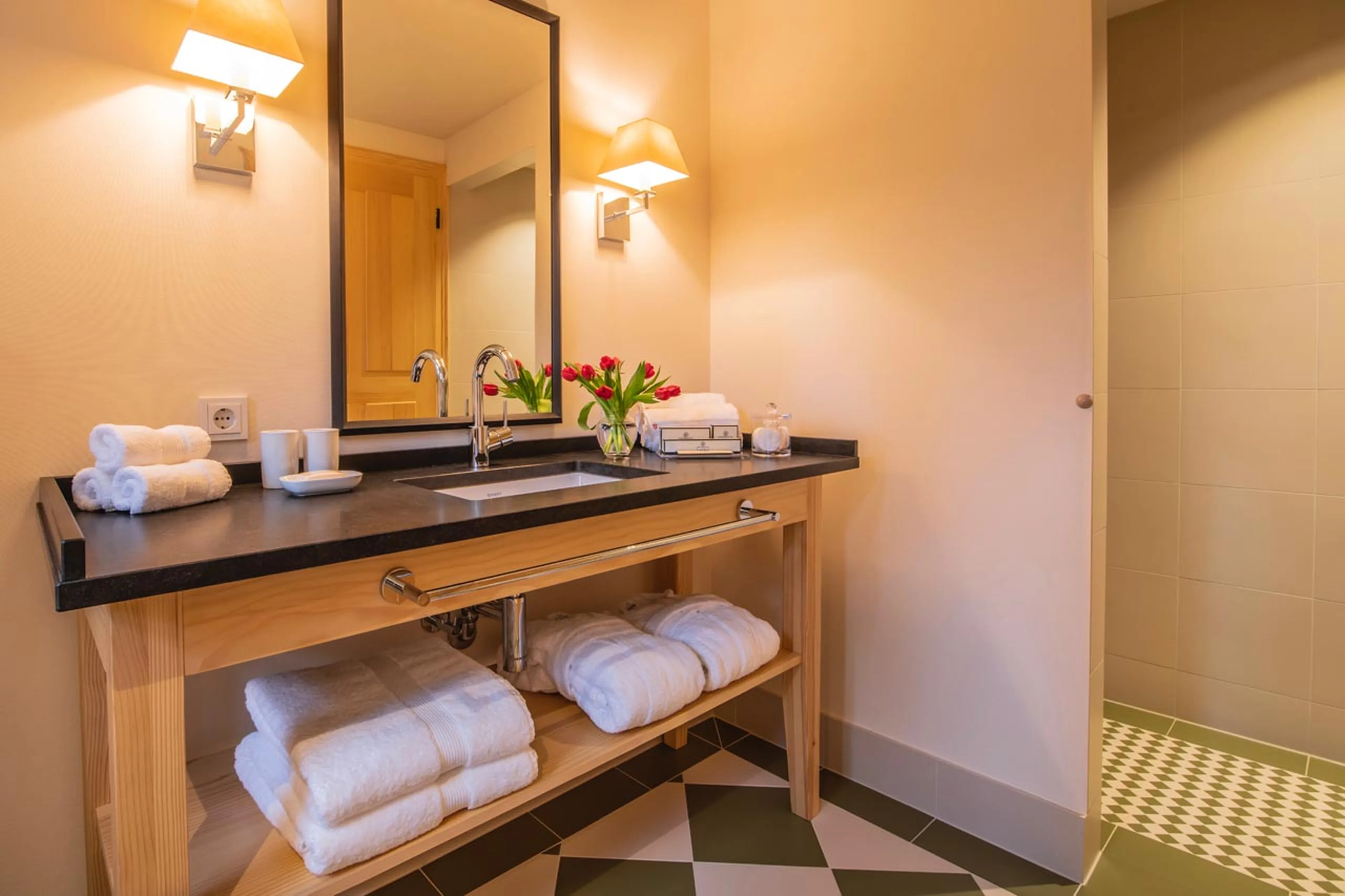 En-suite shower room at Chalet Griffin in St Anton