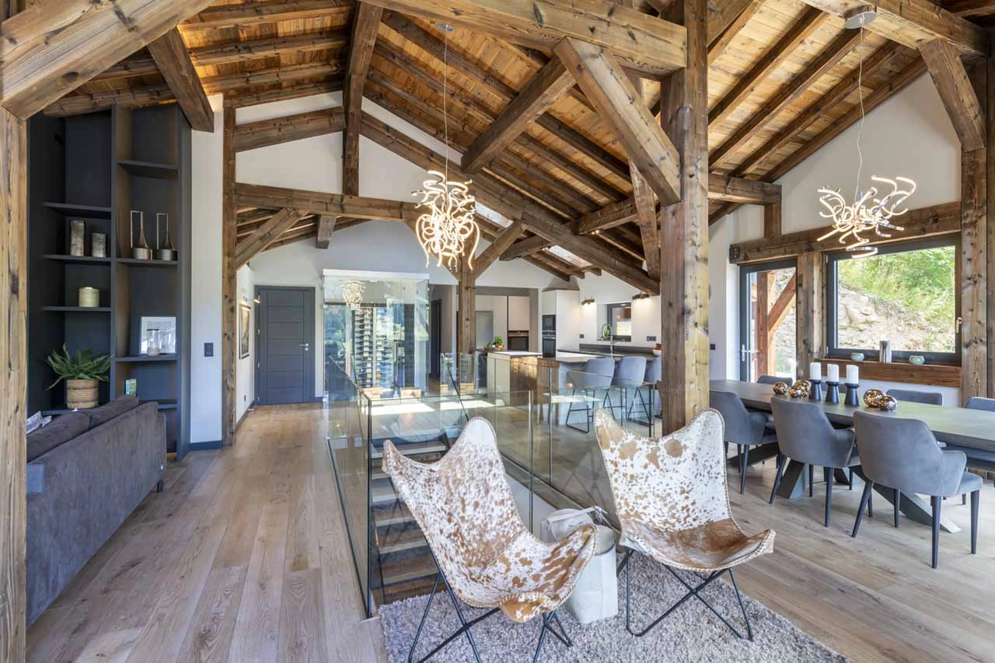 Vaulted ceiling at Chalet Griffonner in Morzine