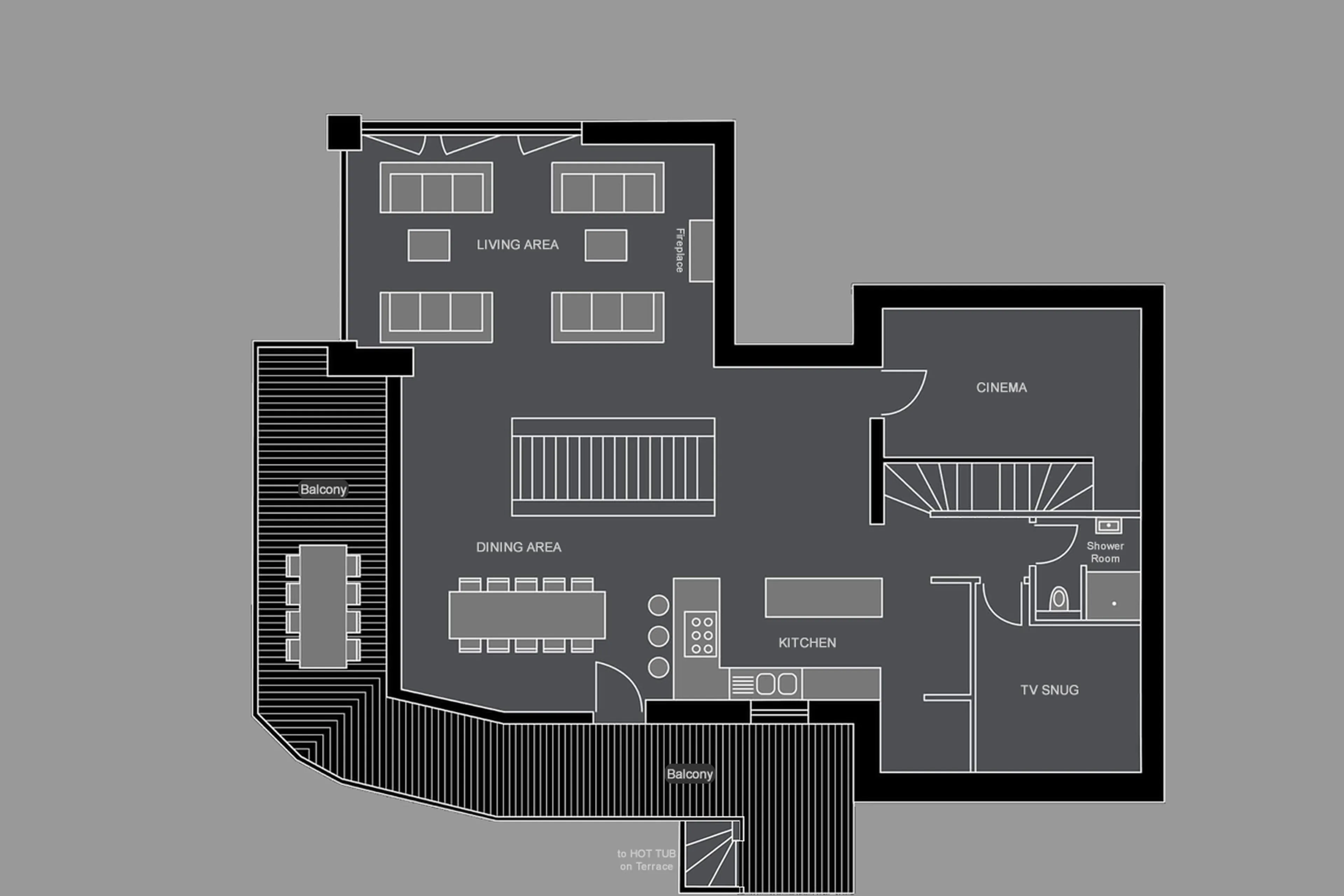 Level 2 floor plan of Chalet Griffonner in Morzine
