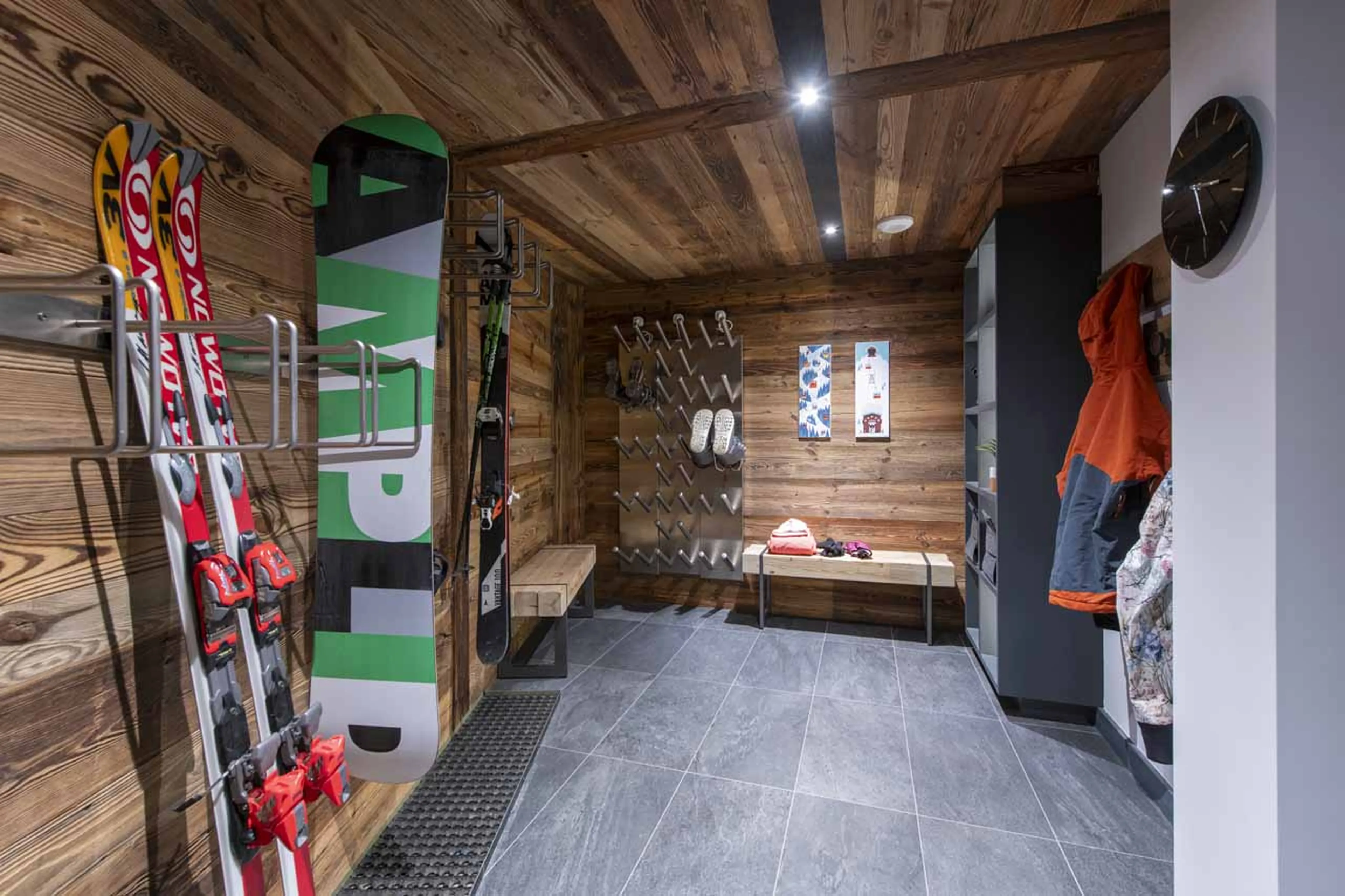 Ski room at Chalet Griffonner in Morzine