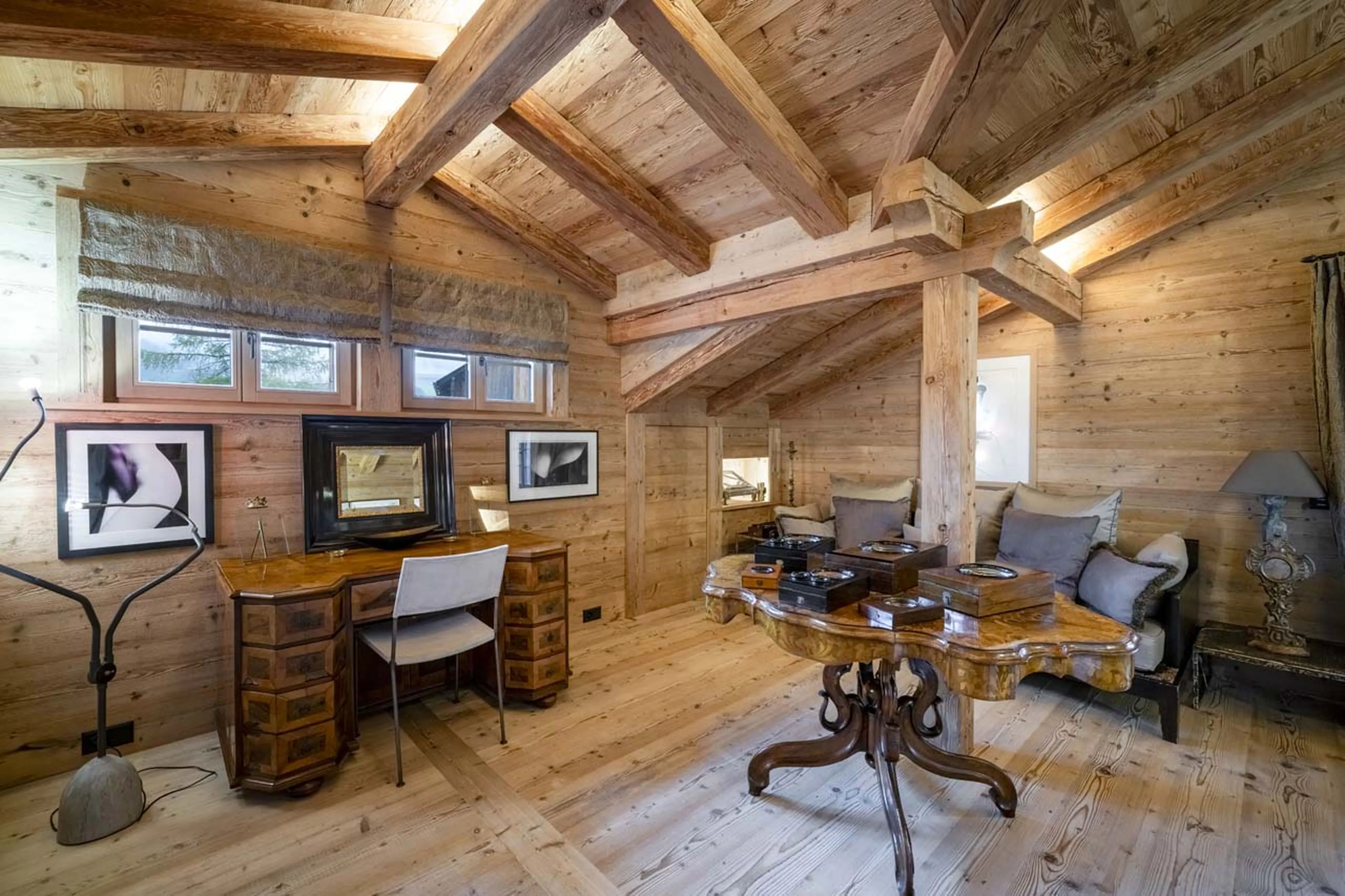 Desk in master suite at Chalet Gruben in Gstaad