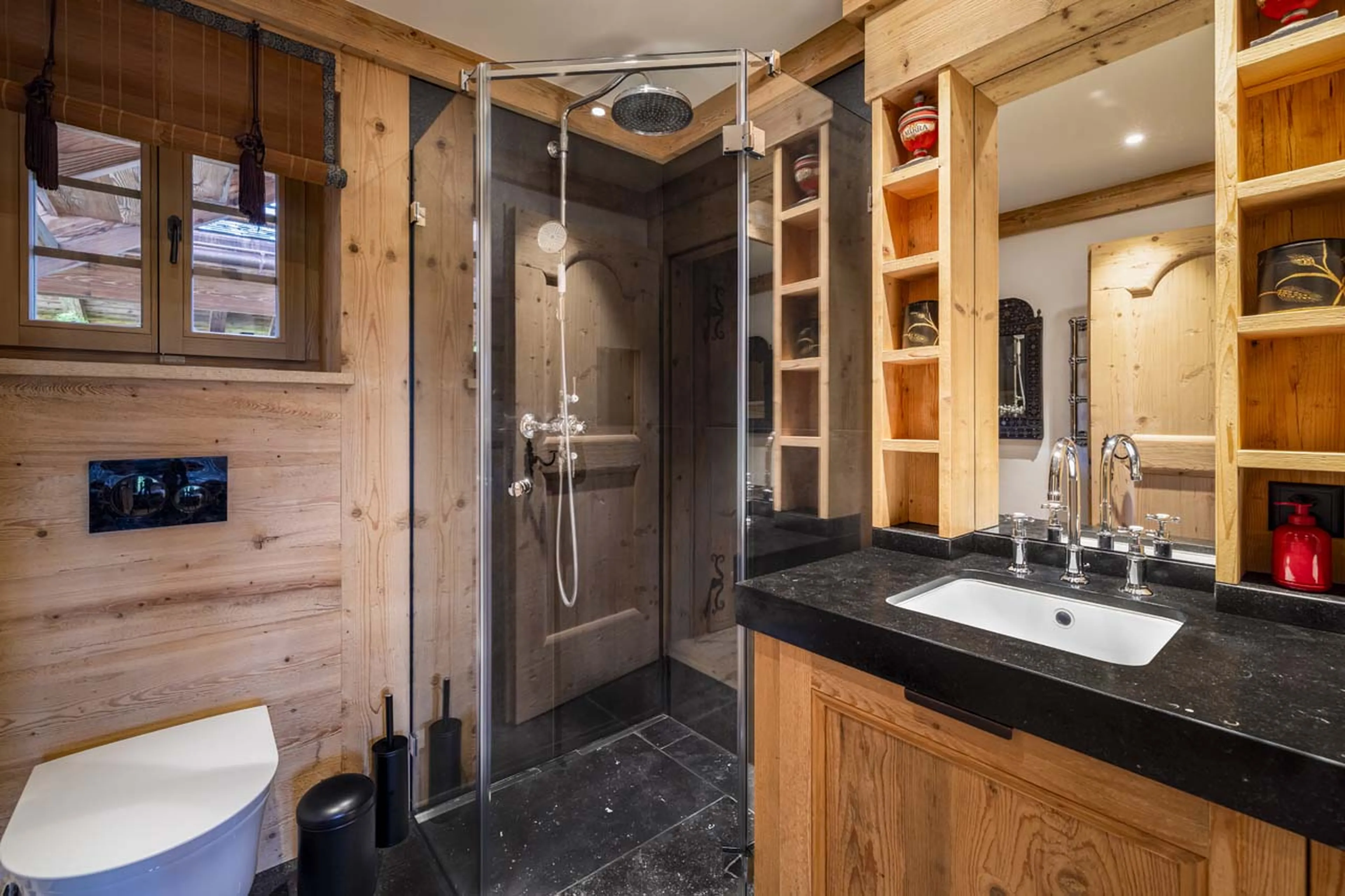 Shower room four at Chalet Gruben in Gstaad