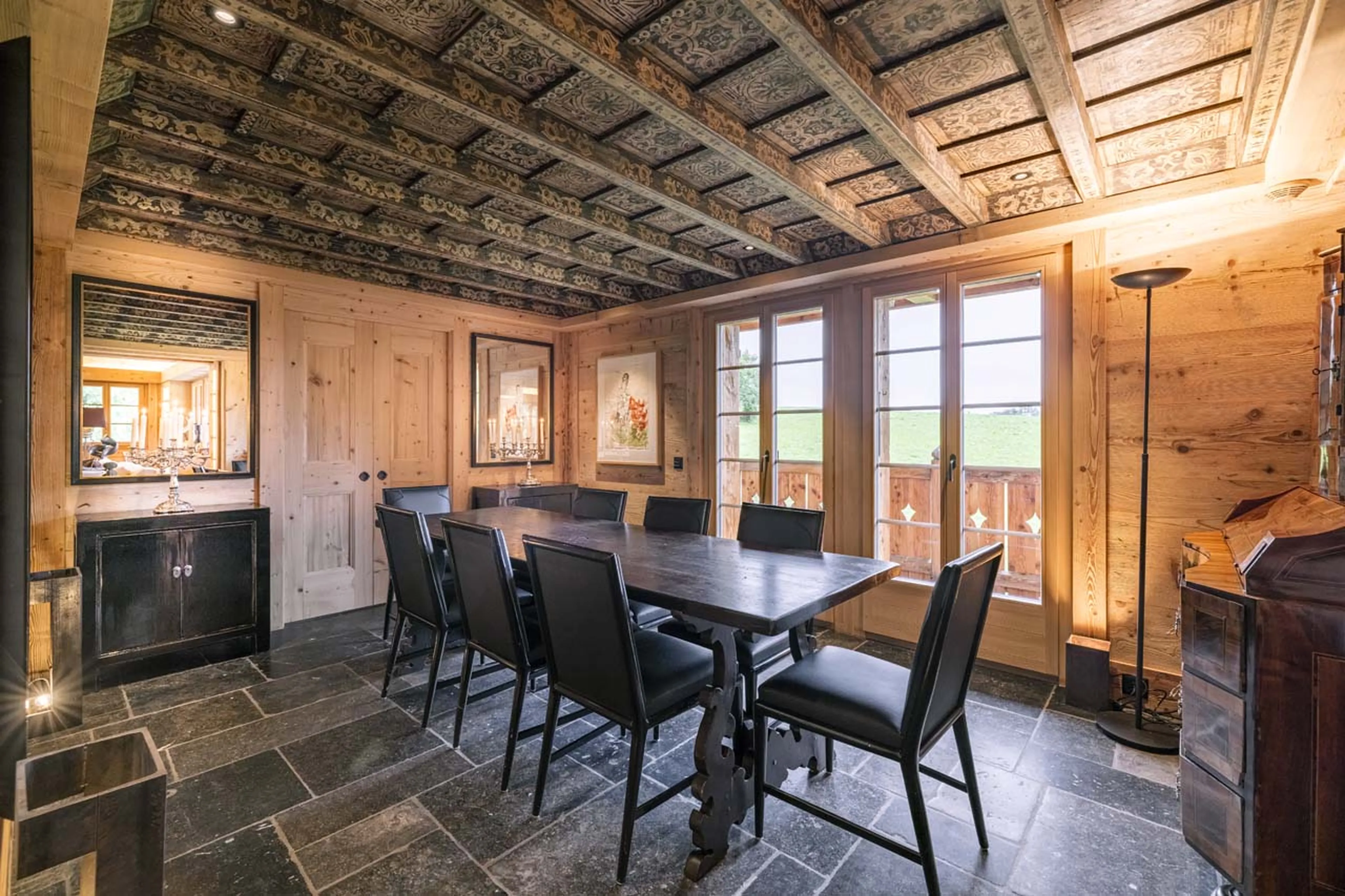 Dining table at Chalet Gruben in Gstaad