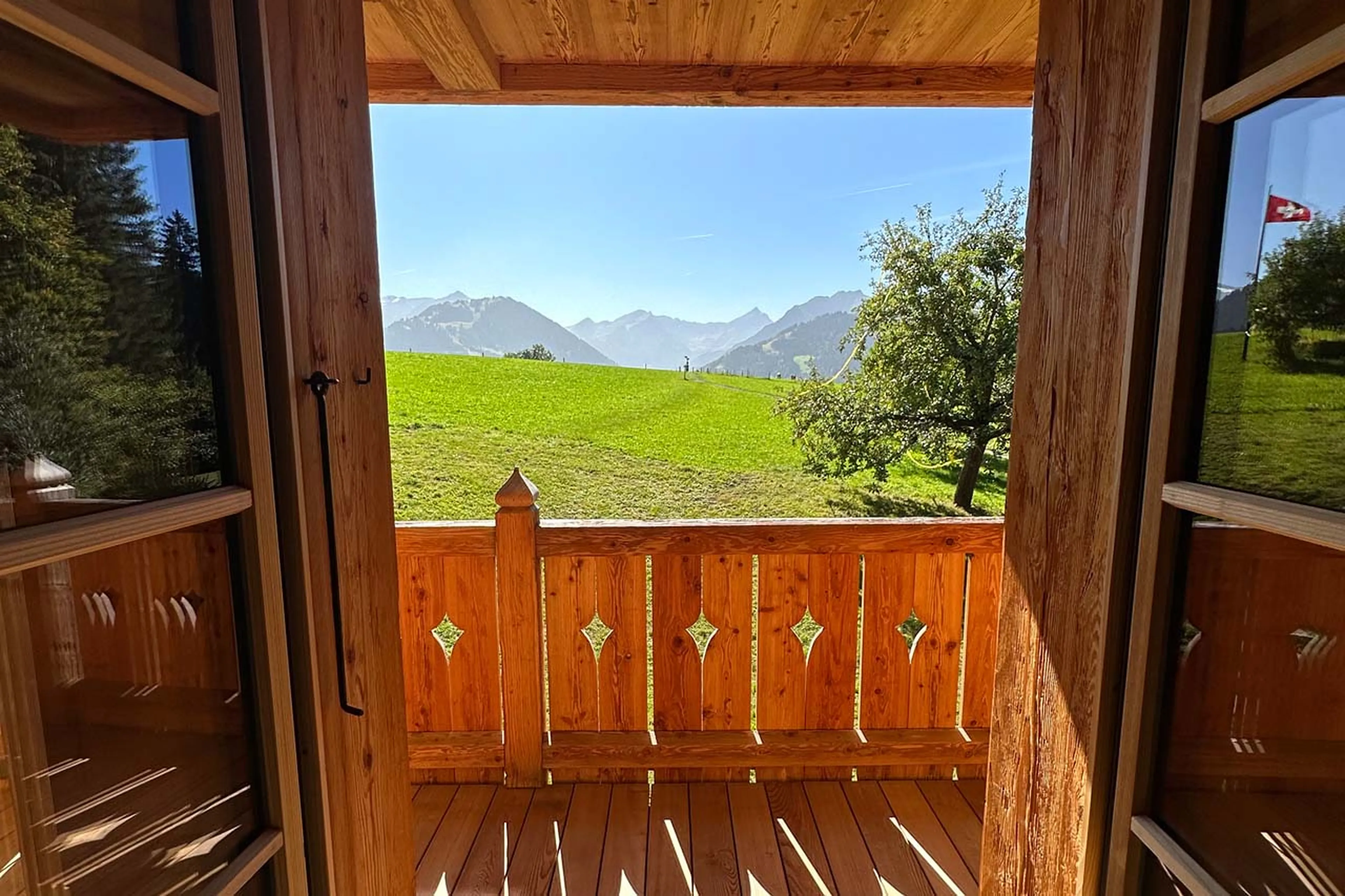 Views from the balcony at Chalet Gruben in Gstaad