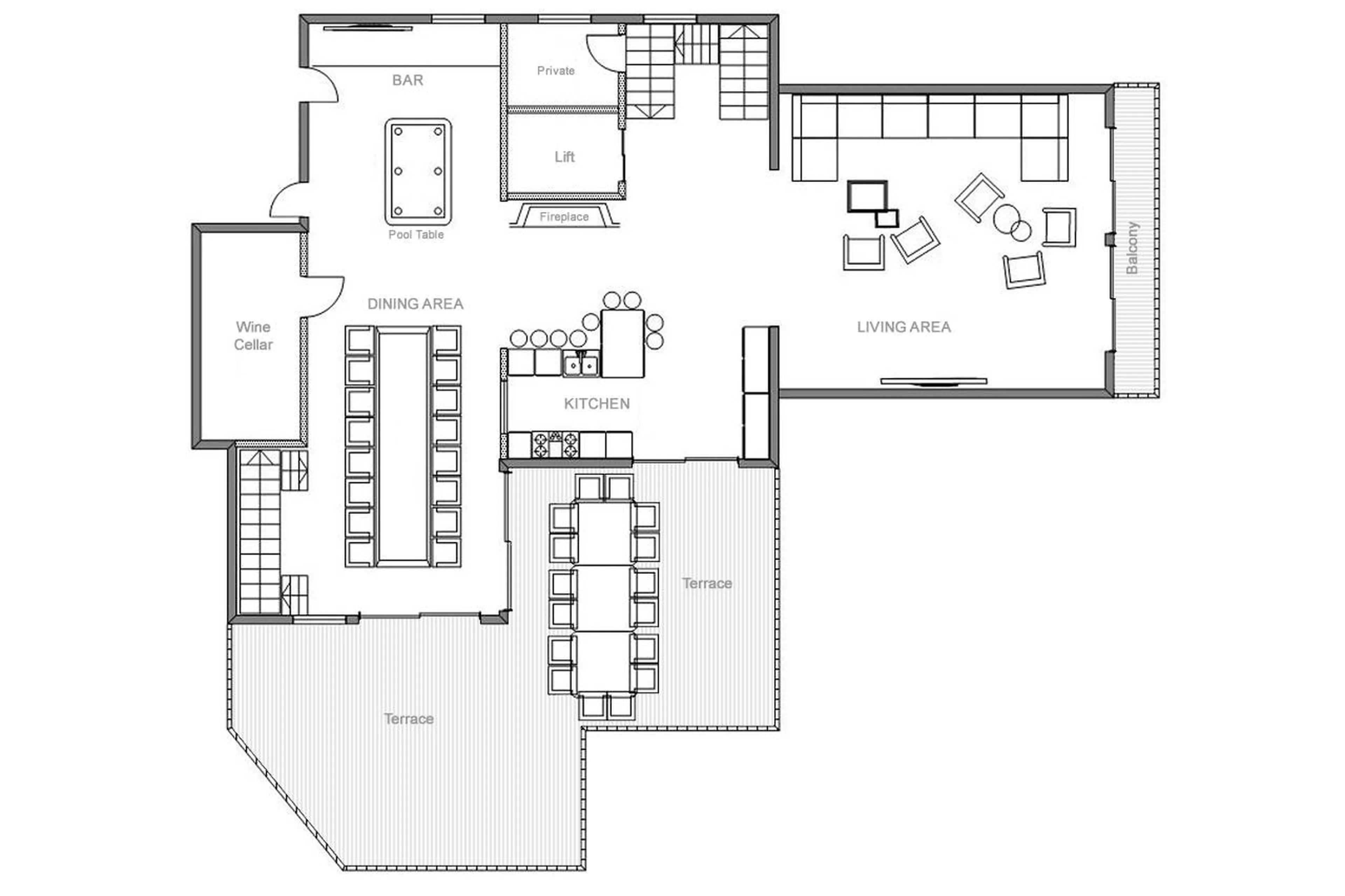 Level 2 floor plan of Chalet Harmony in Meribel