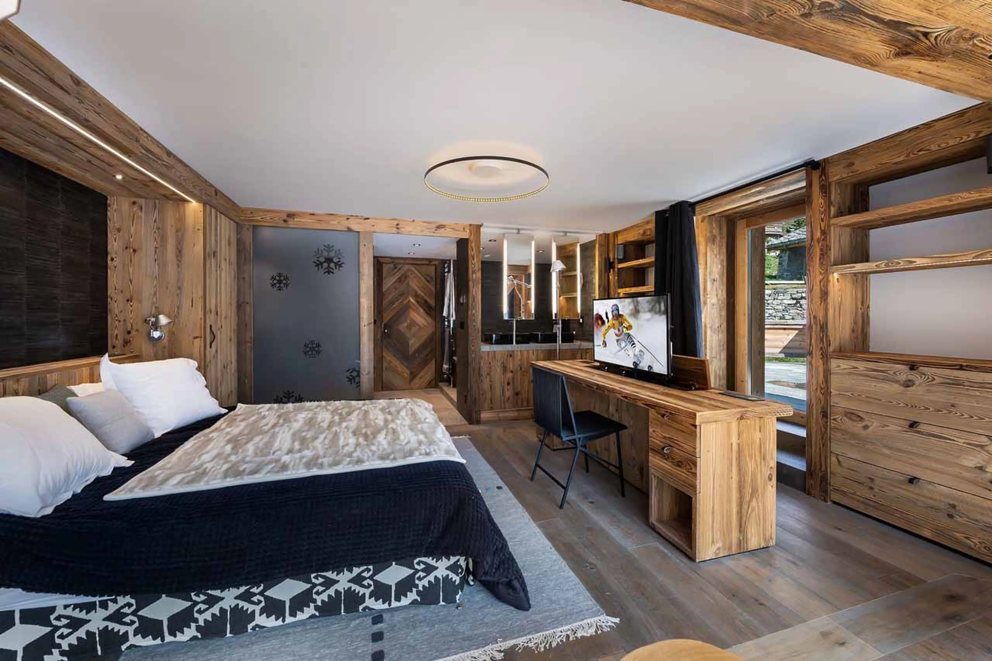 Bedroom one at Chalet Hermine Blanche in Val d'Isere