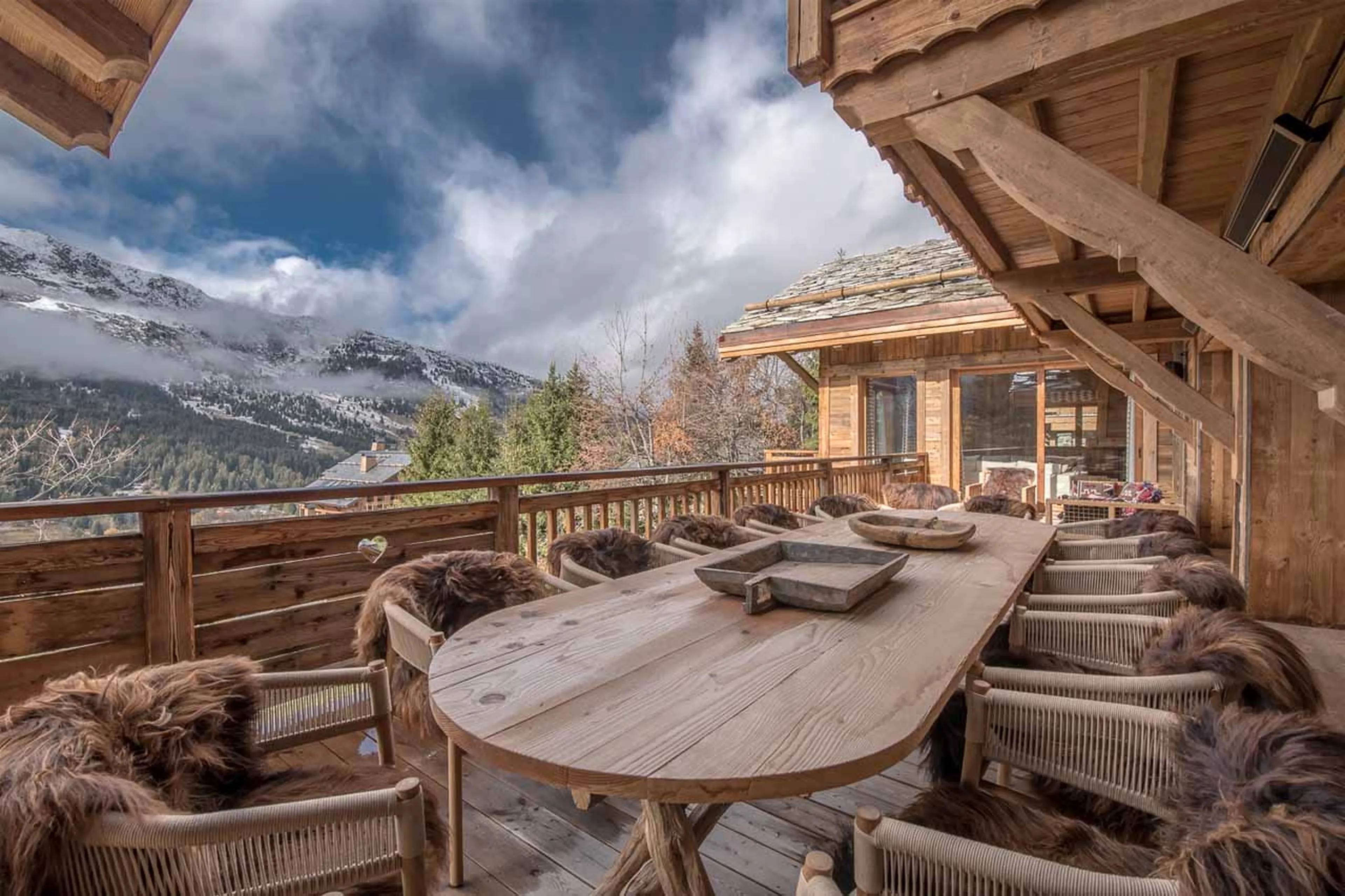 Balcony dining at Chalet Himalaya in Meribel