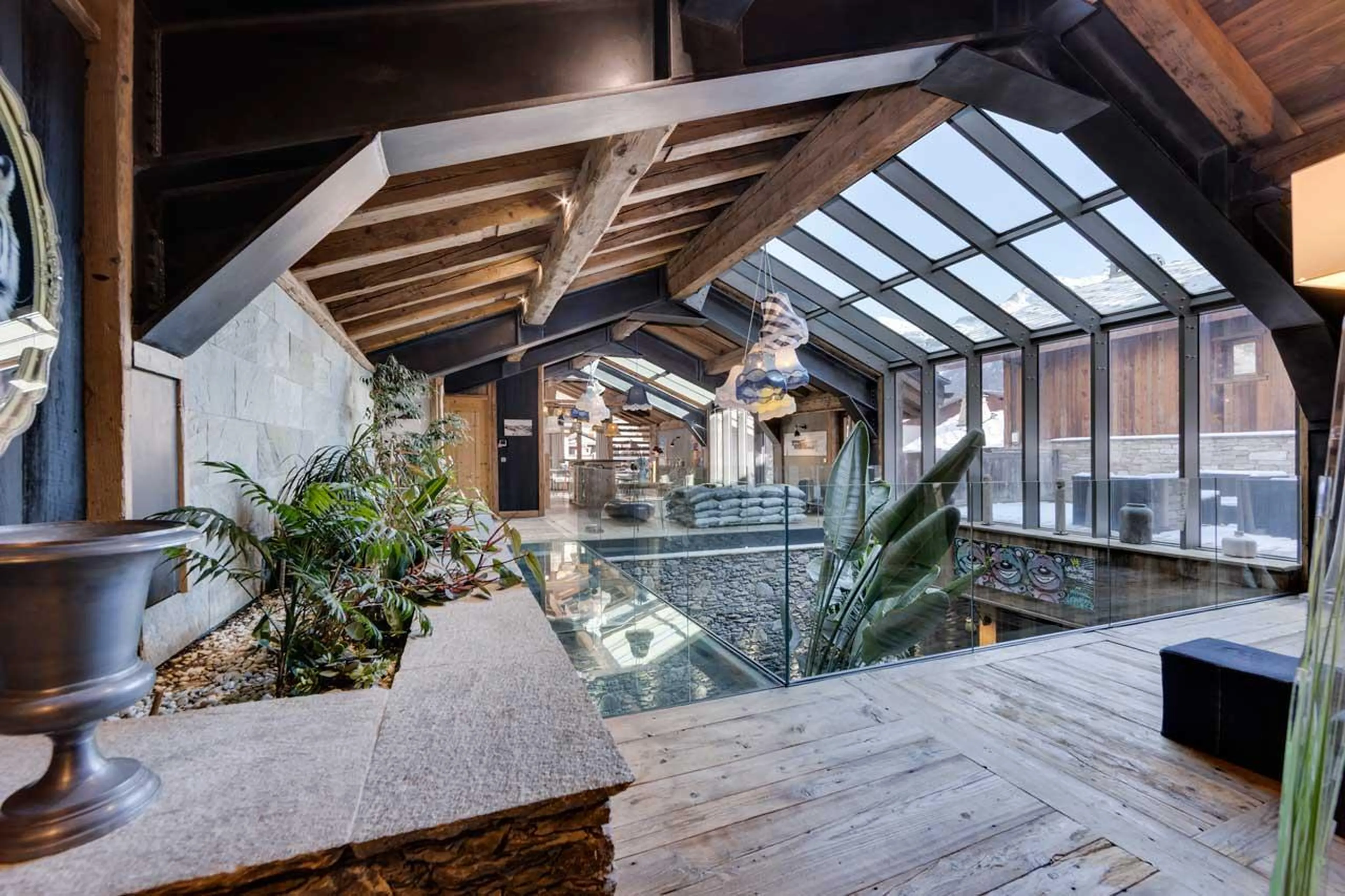 Atrium and terrace at Chalet Husky in Val d'Isere