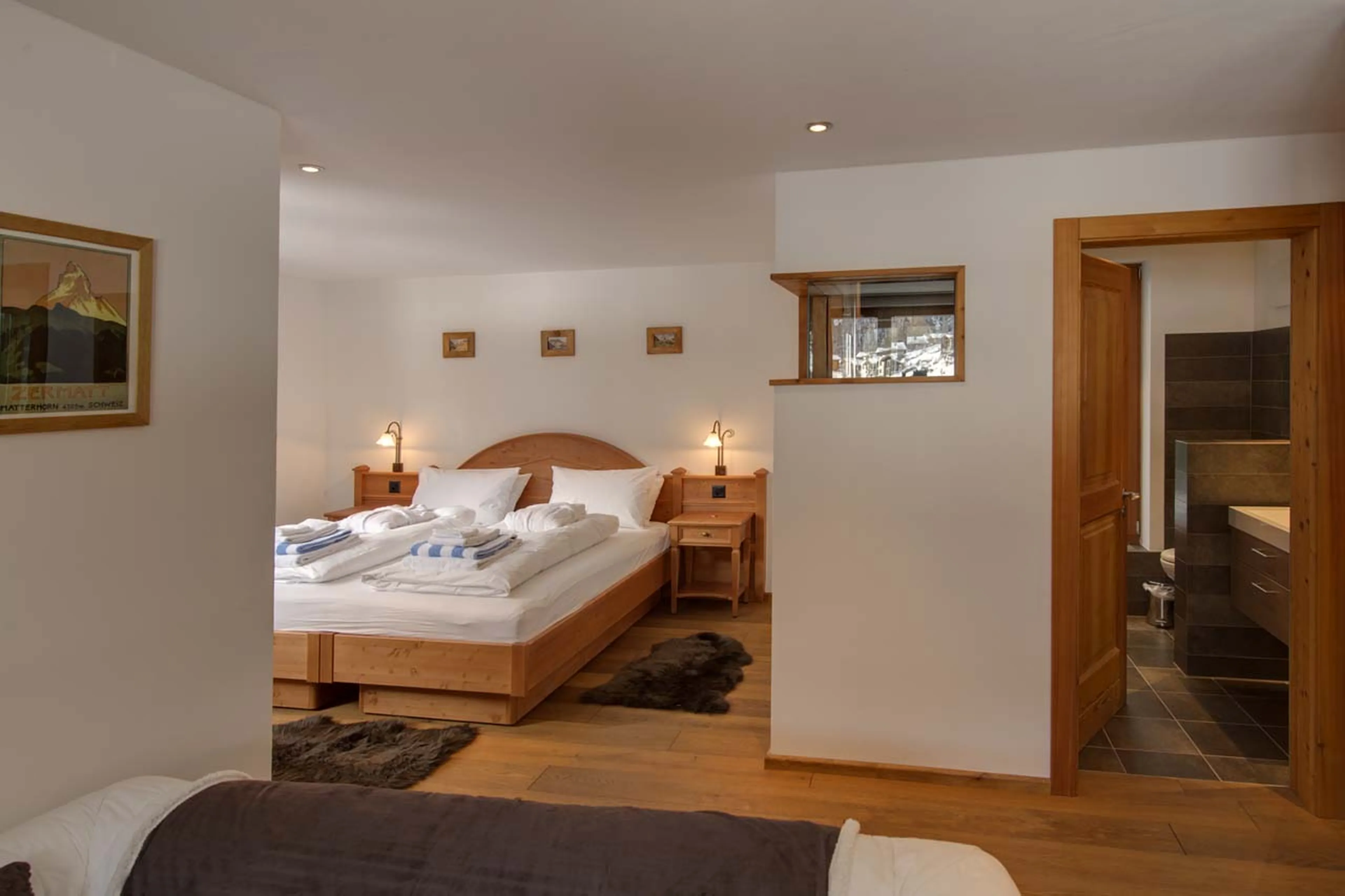 Bedroom one at Chalet Ibron in Zermatt