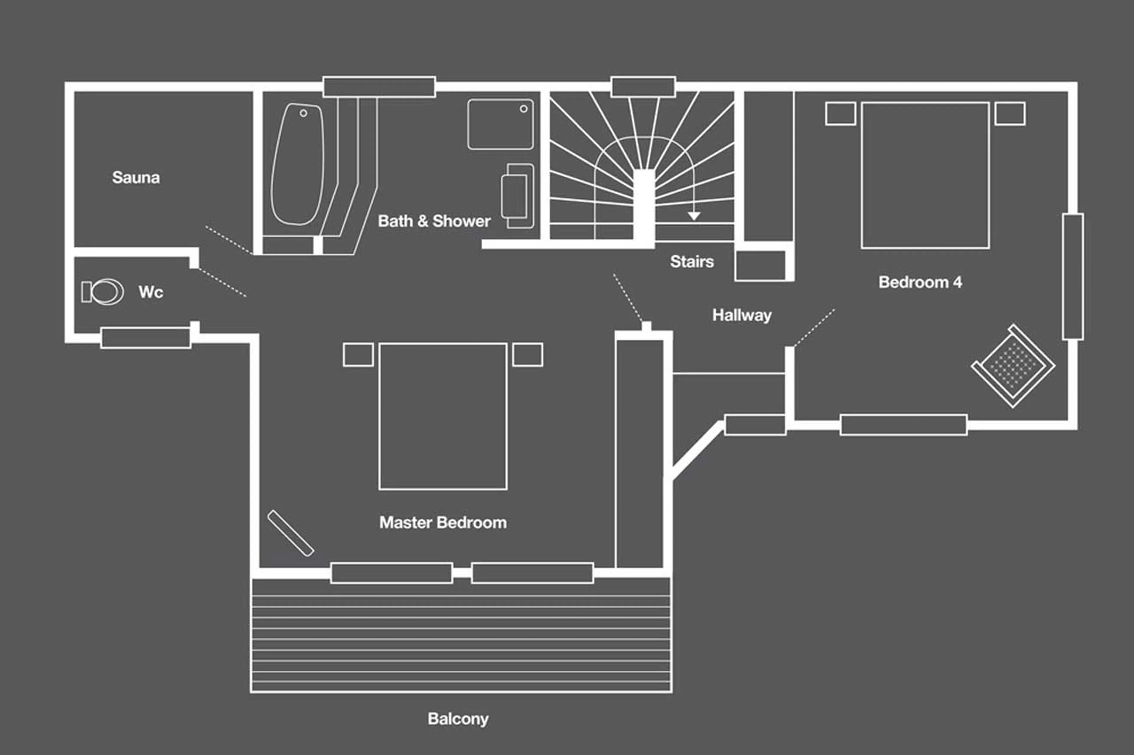 Level 2 floor plan of Chalet Ibron in Zermatt
