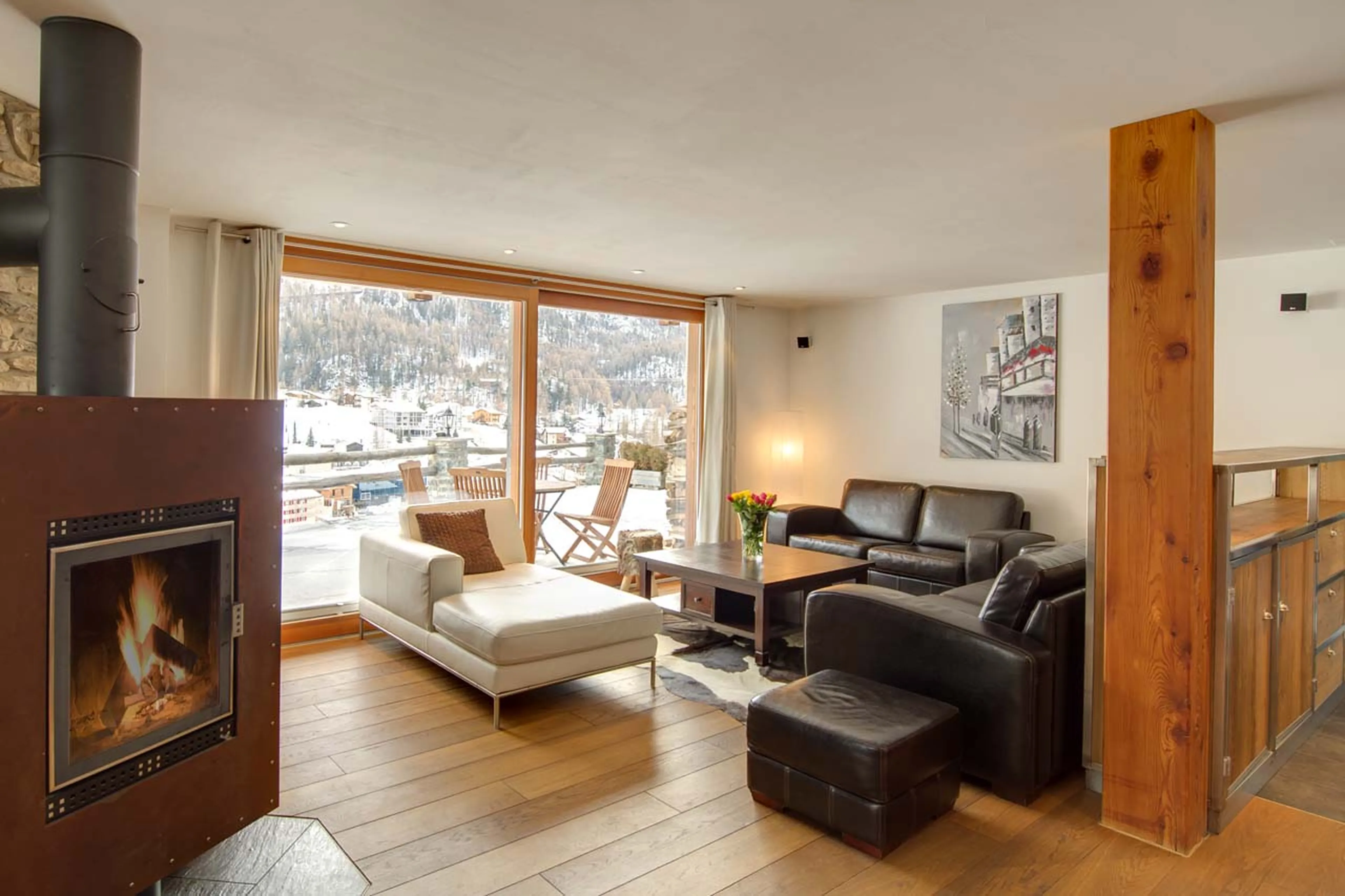 Terrace access from living room of Chalet Ibron in Zermatt