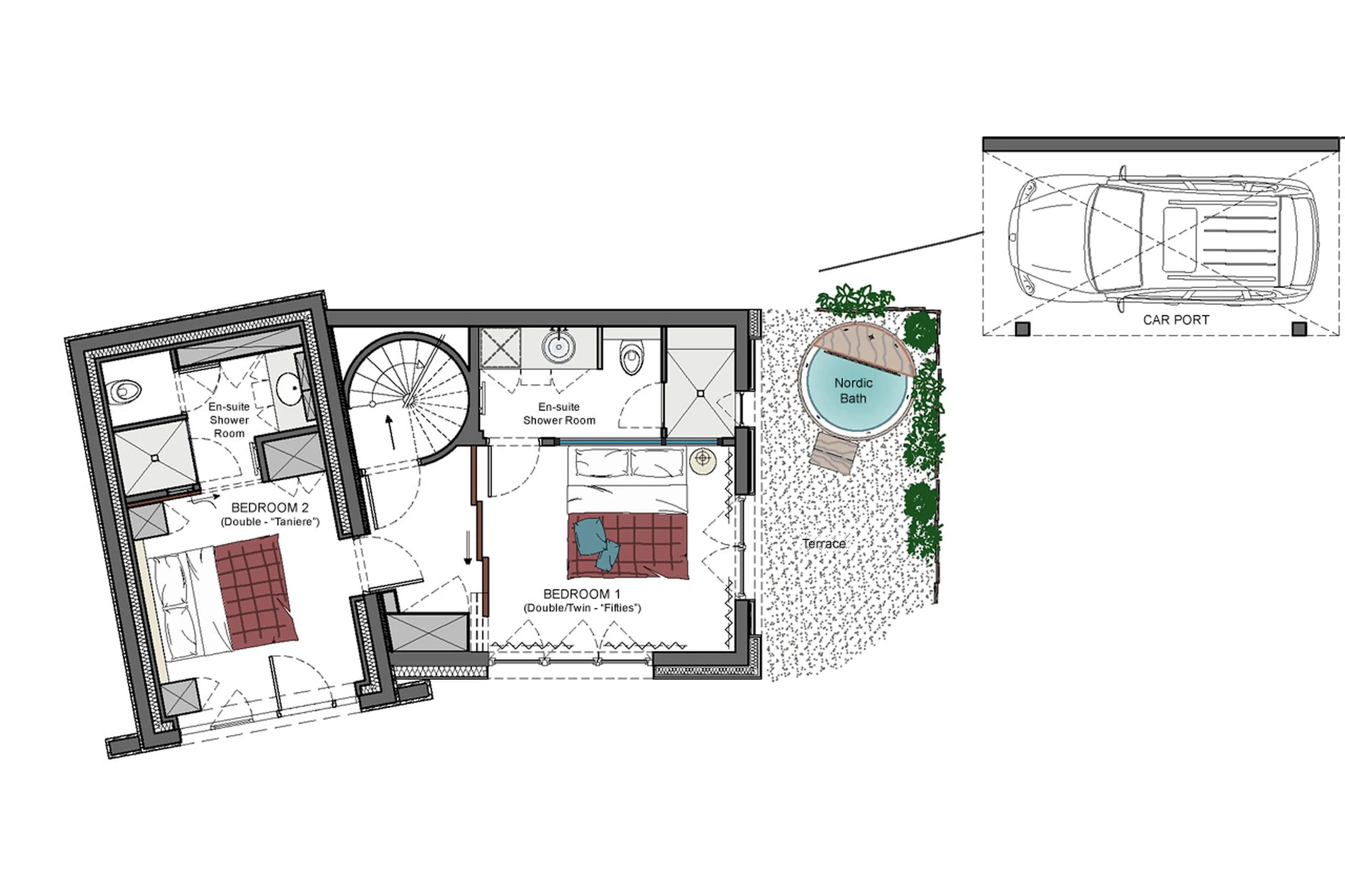 Lower ground floor plan of Chalet Ikamiut in Courchevel 1550