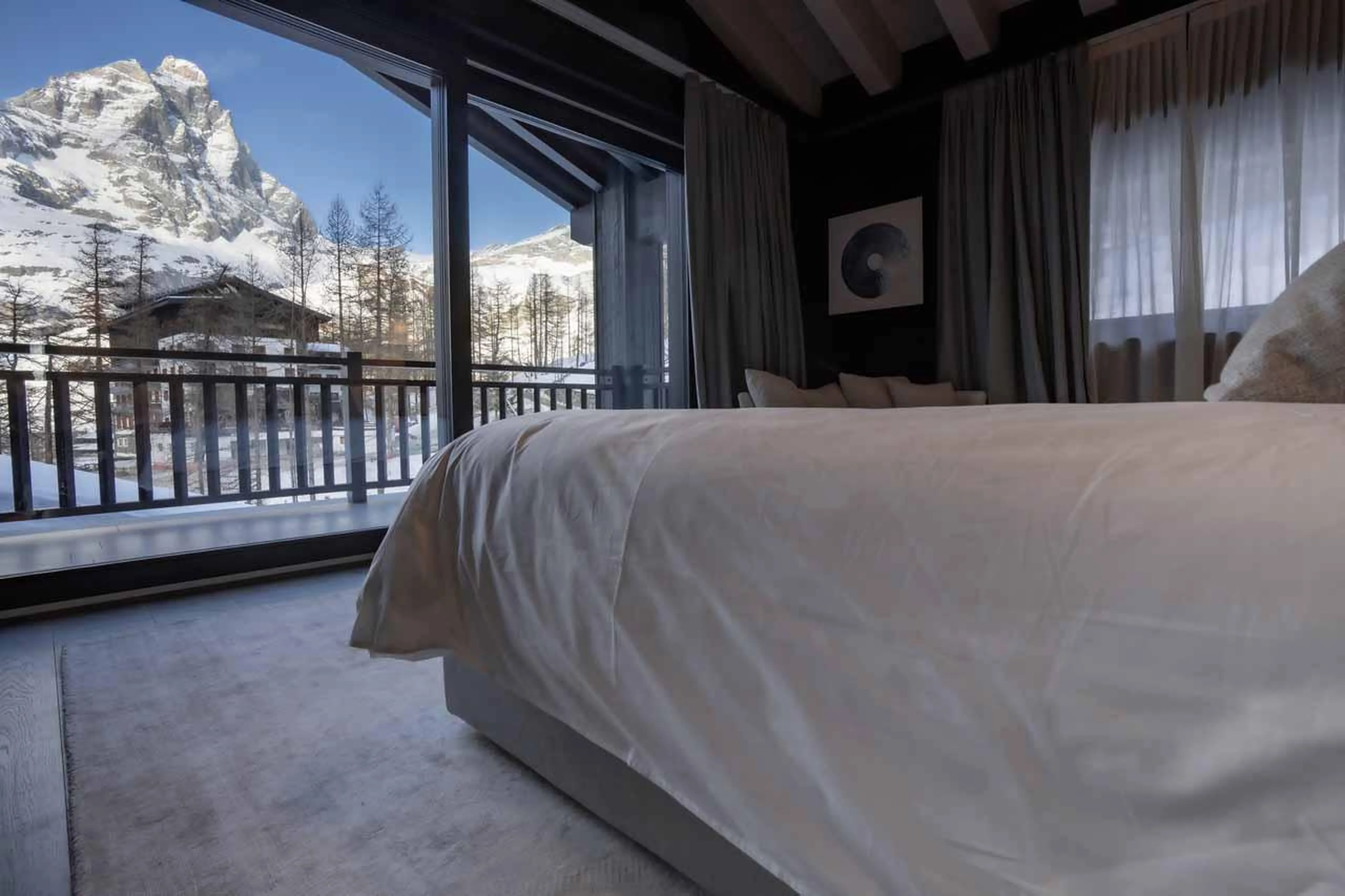 Views from master suite at Chalet Il Gufo in Cervinia