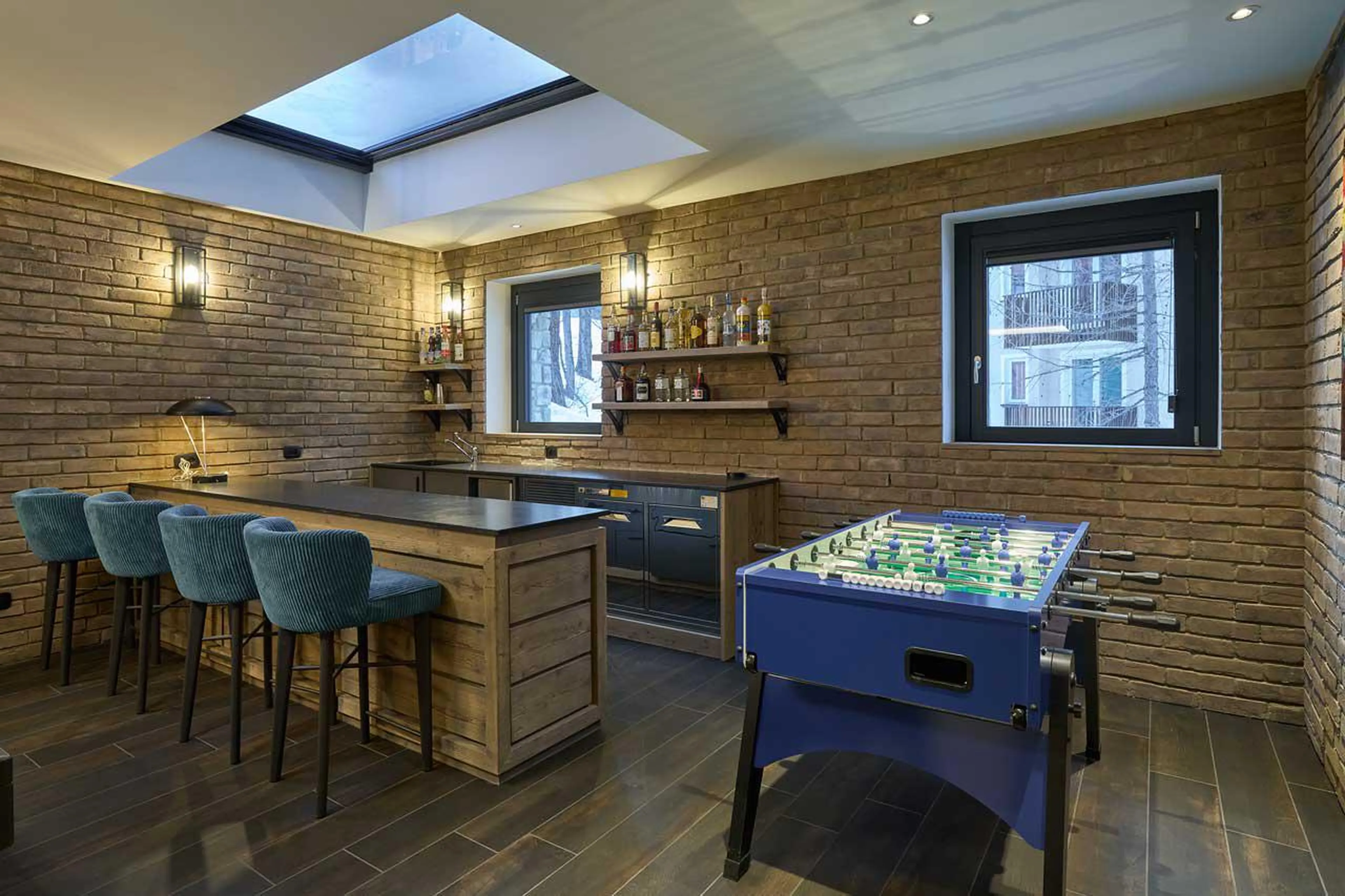 Bar and table football in Chalet Il Gufo in Cervinia