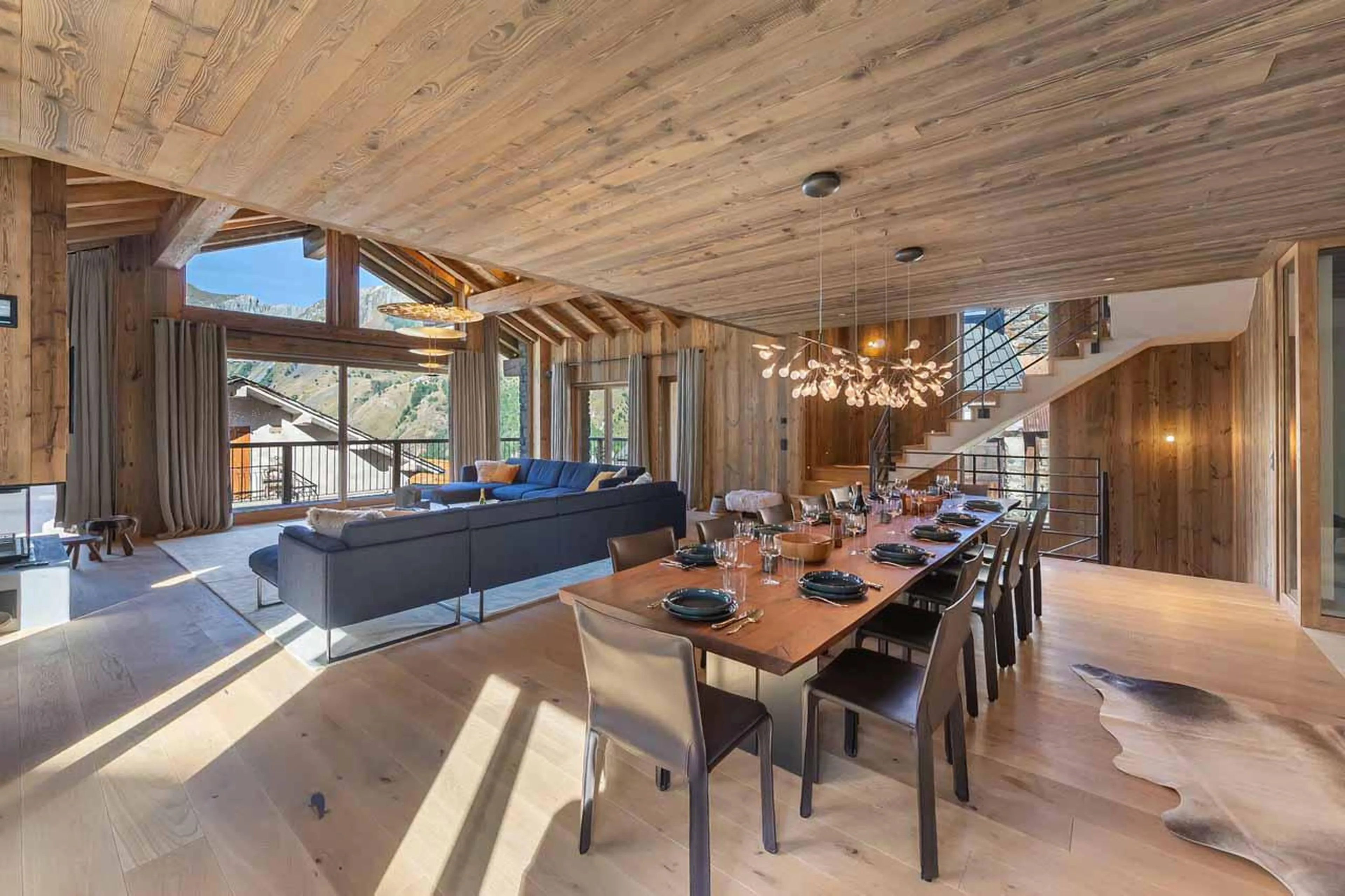 Dining and living area at Chalet Imladris in St Martin de Belleville