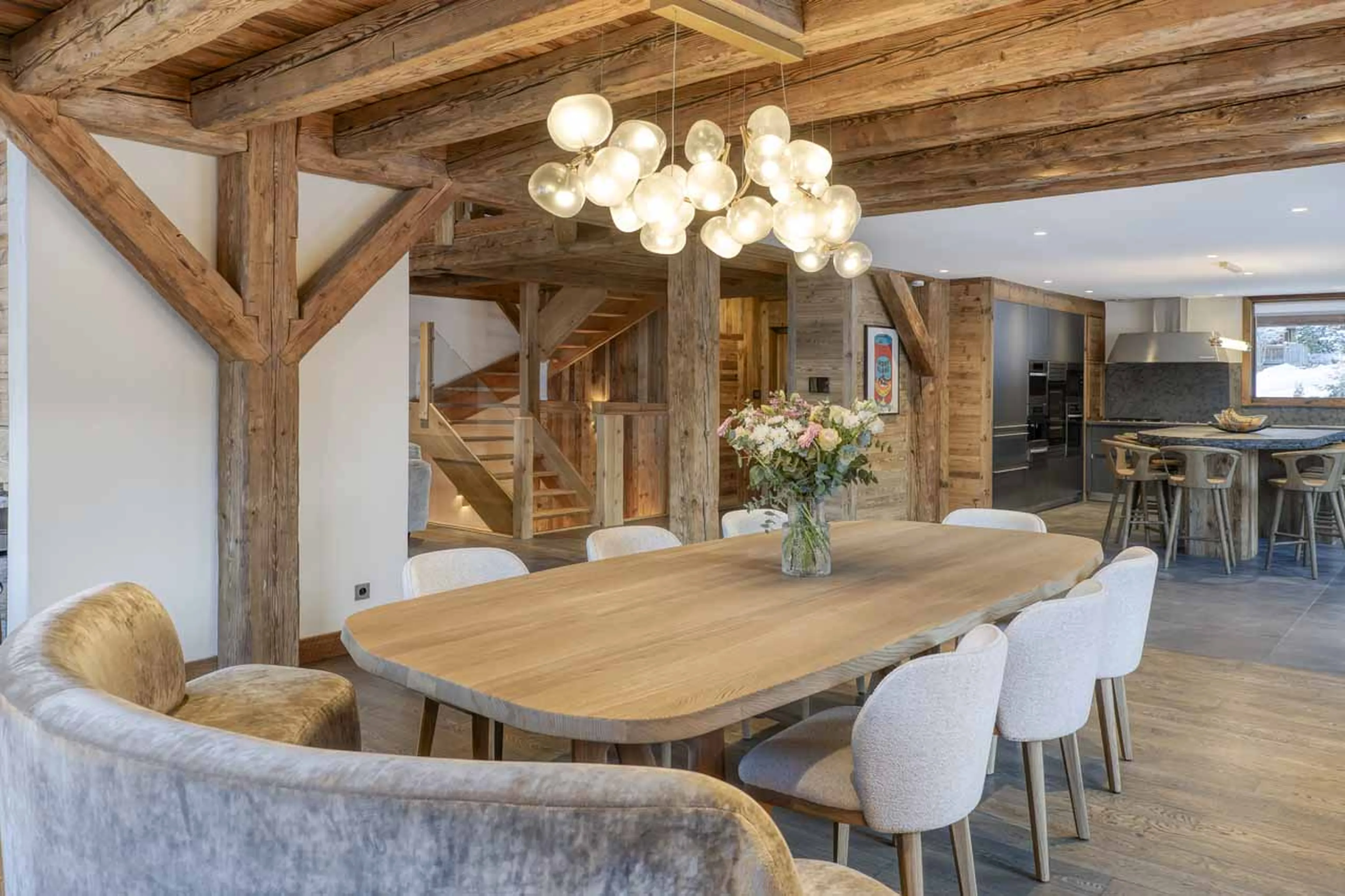 Dining area and kitchen at Chalet Impala in Megeve