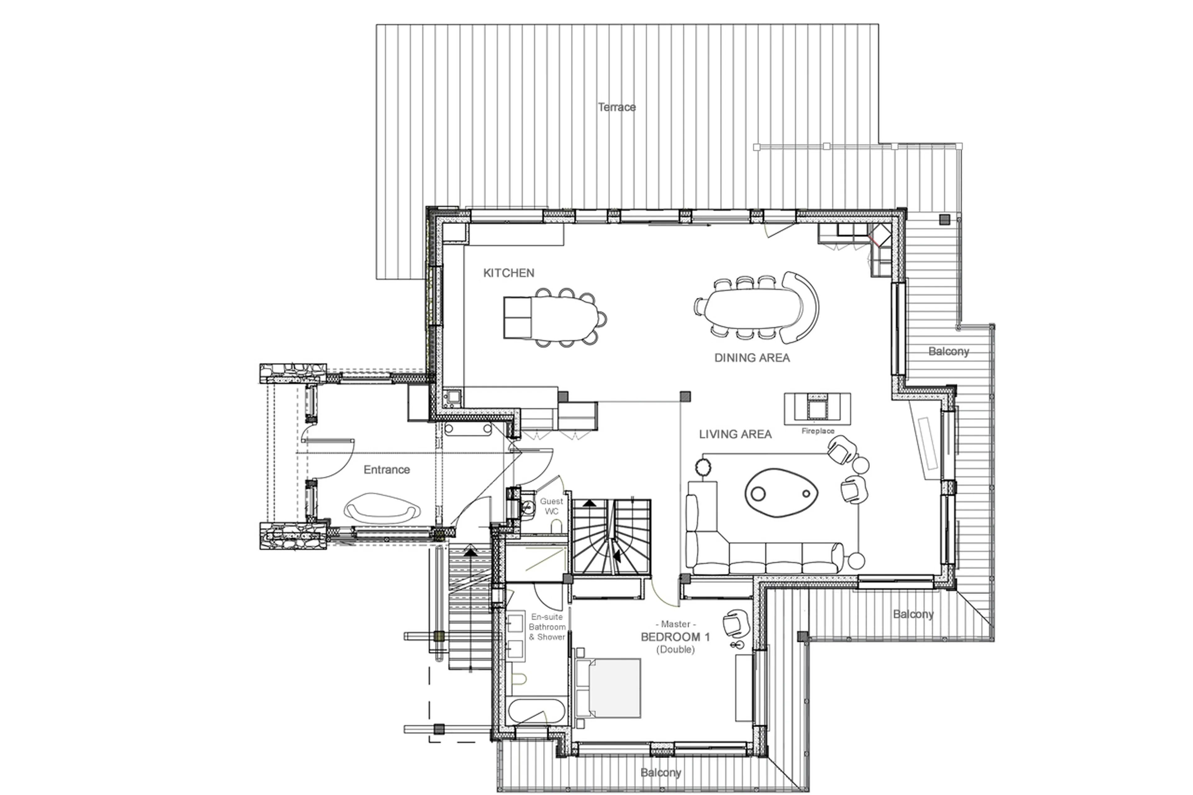 Level 0 floor plan of Chalet Impala in Megeve