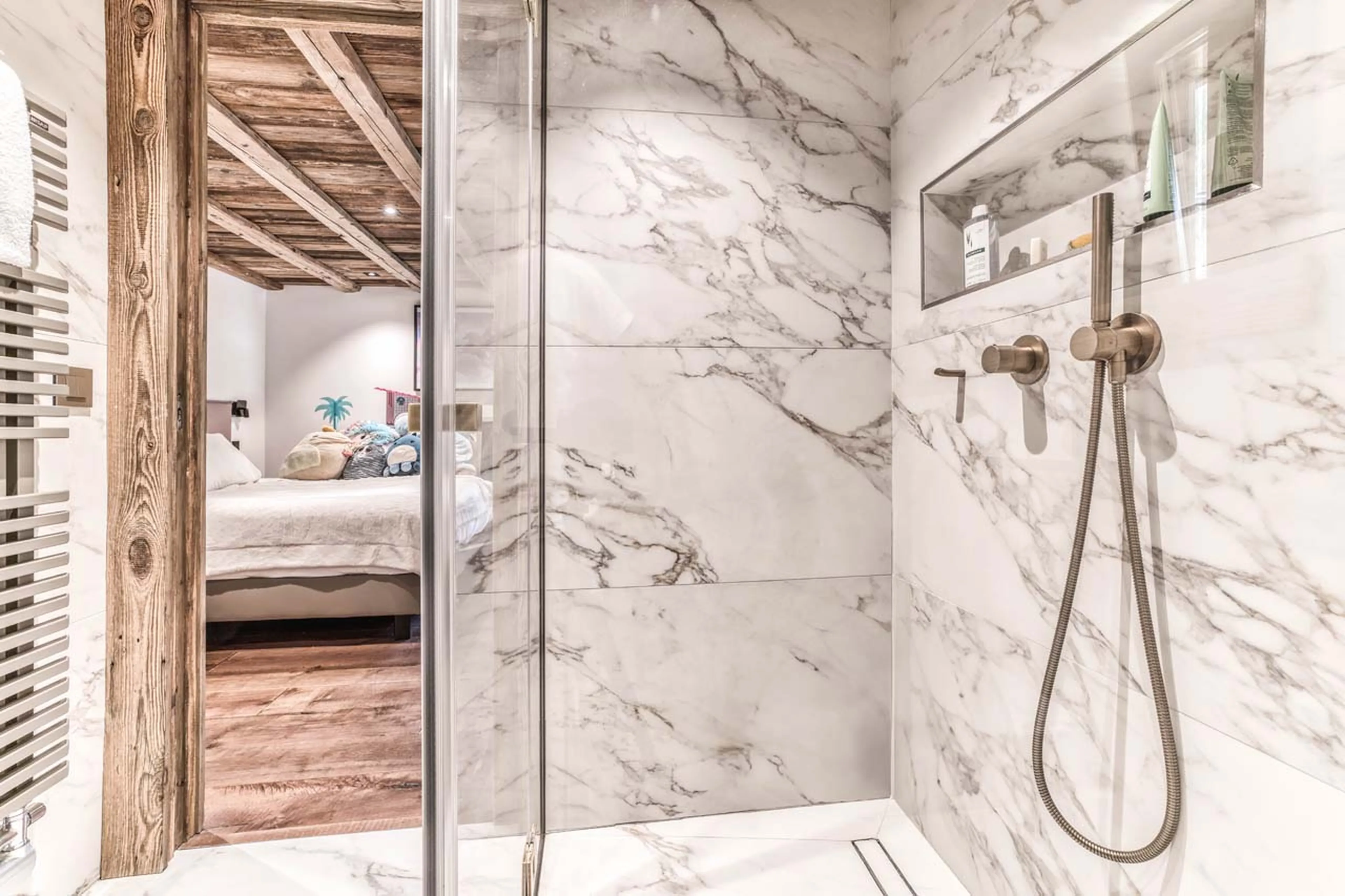 En-suite shower room in Chalet Indigo, Chamonix