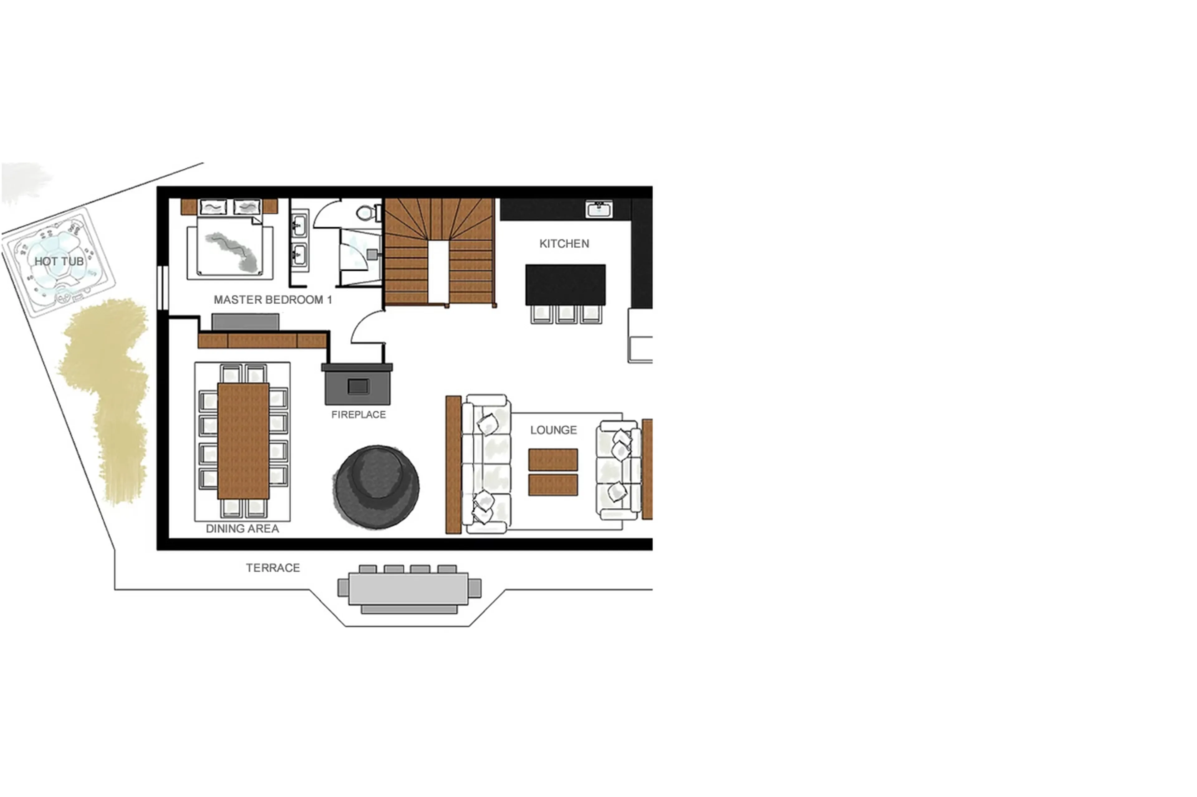 Level 1 floor plan for Chalet Infinity in Chamonix