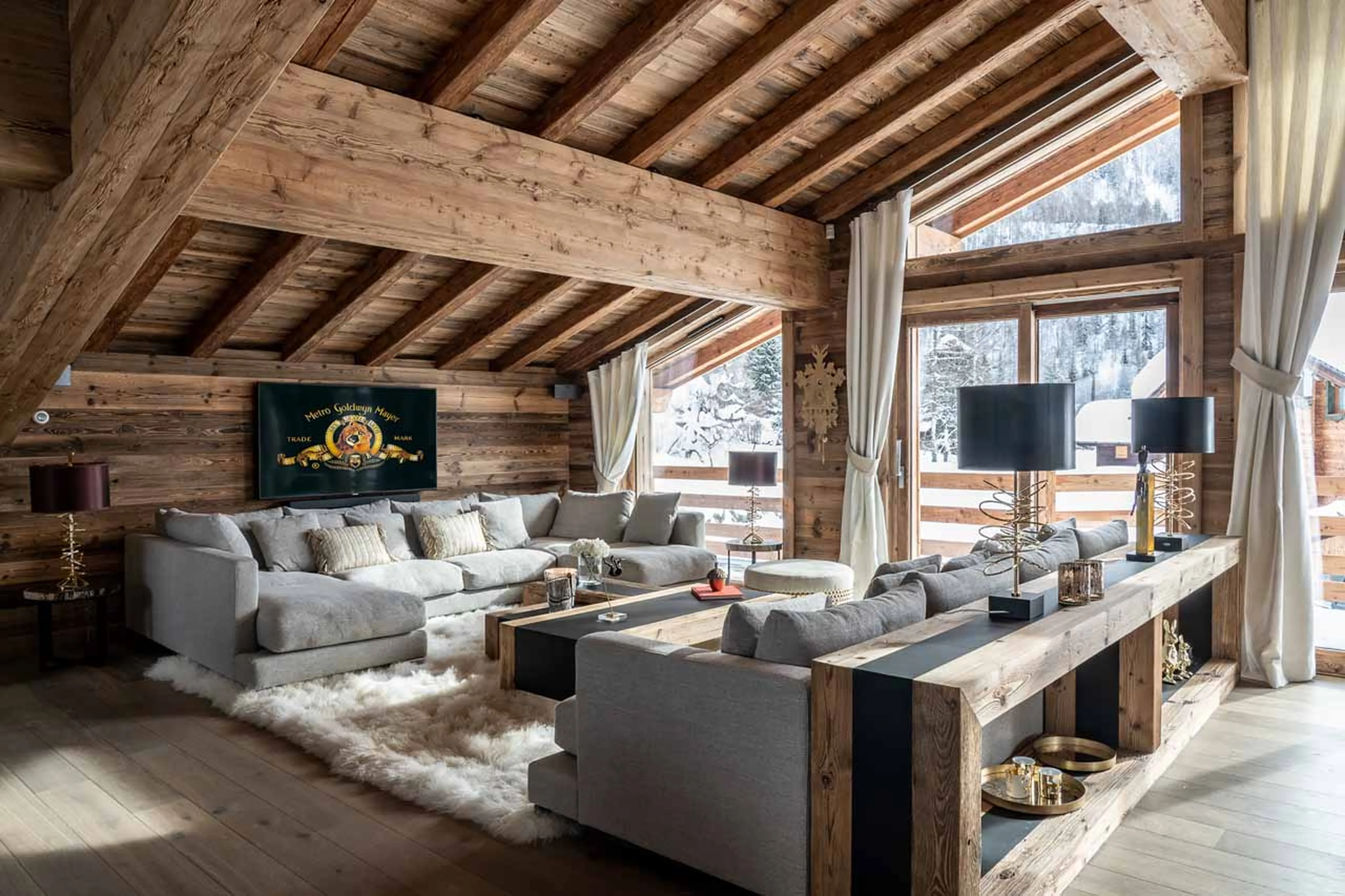 Open plan living area at Chalet Infinity in Chamonix