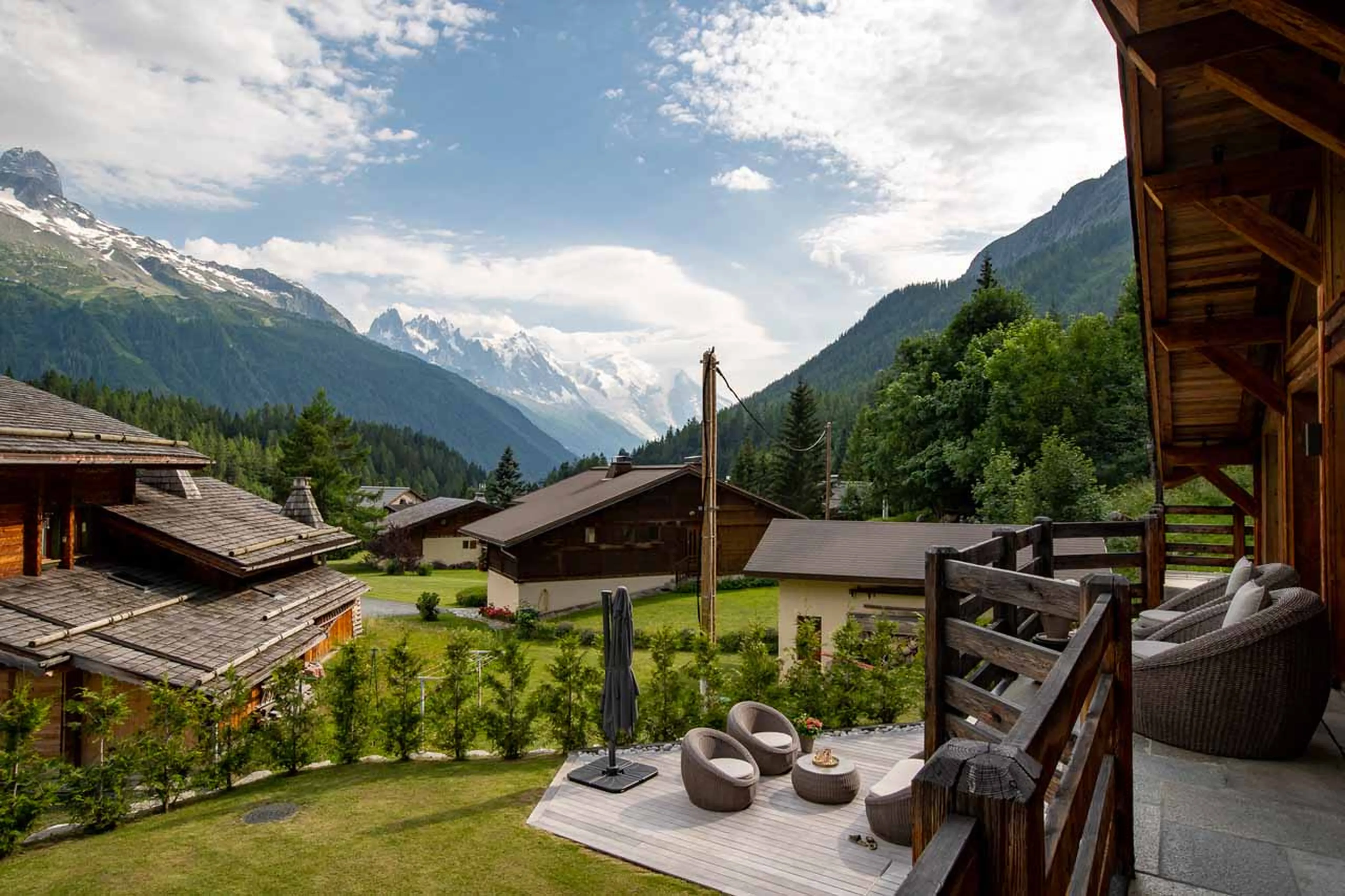 View of terrace from balcony at Chalet Infinity in Chamonix