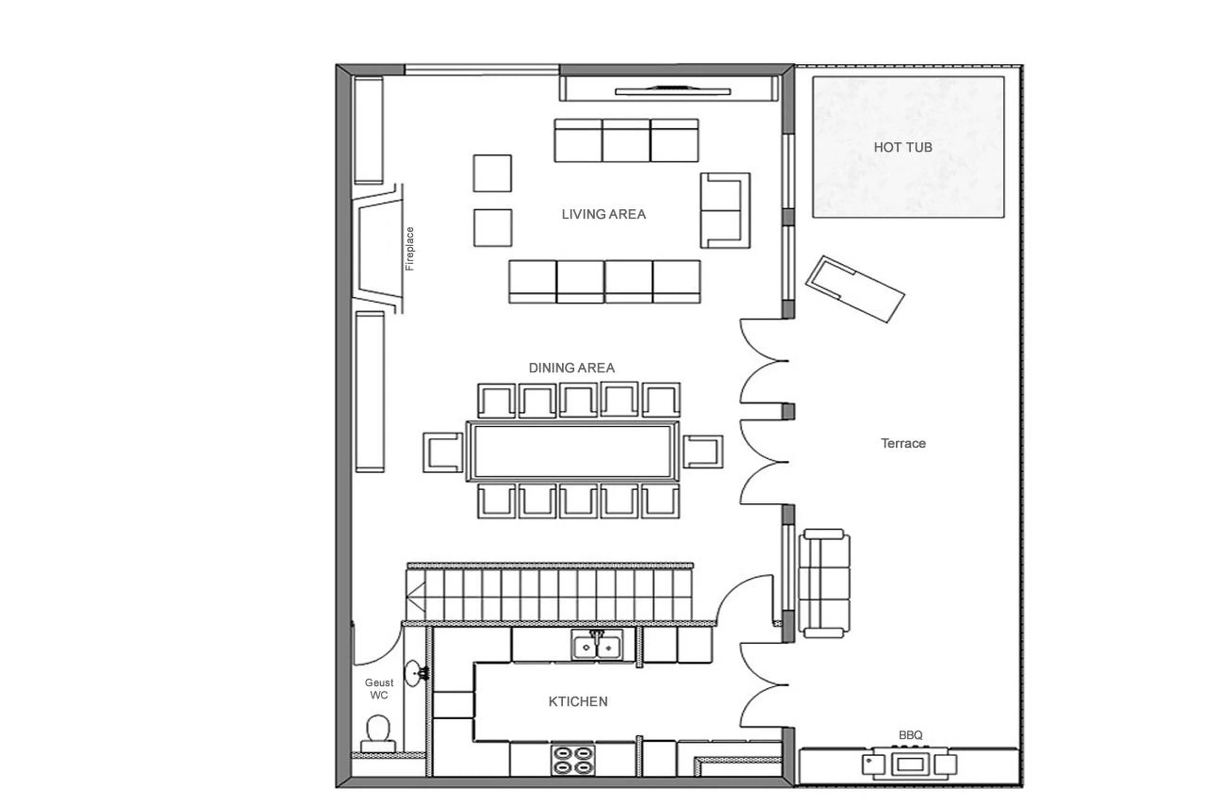 First floor plan of Chalet Inoko in Val d'Isere