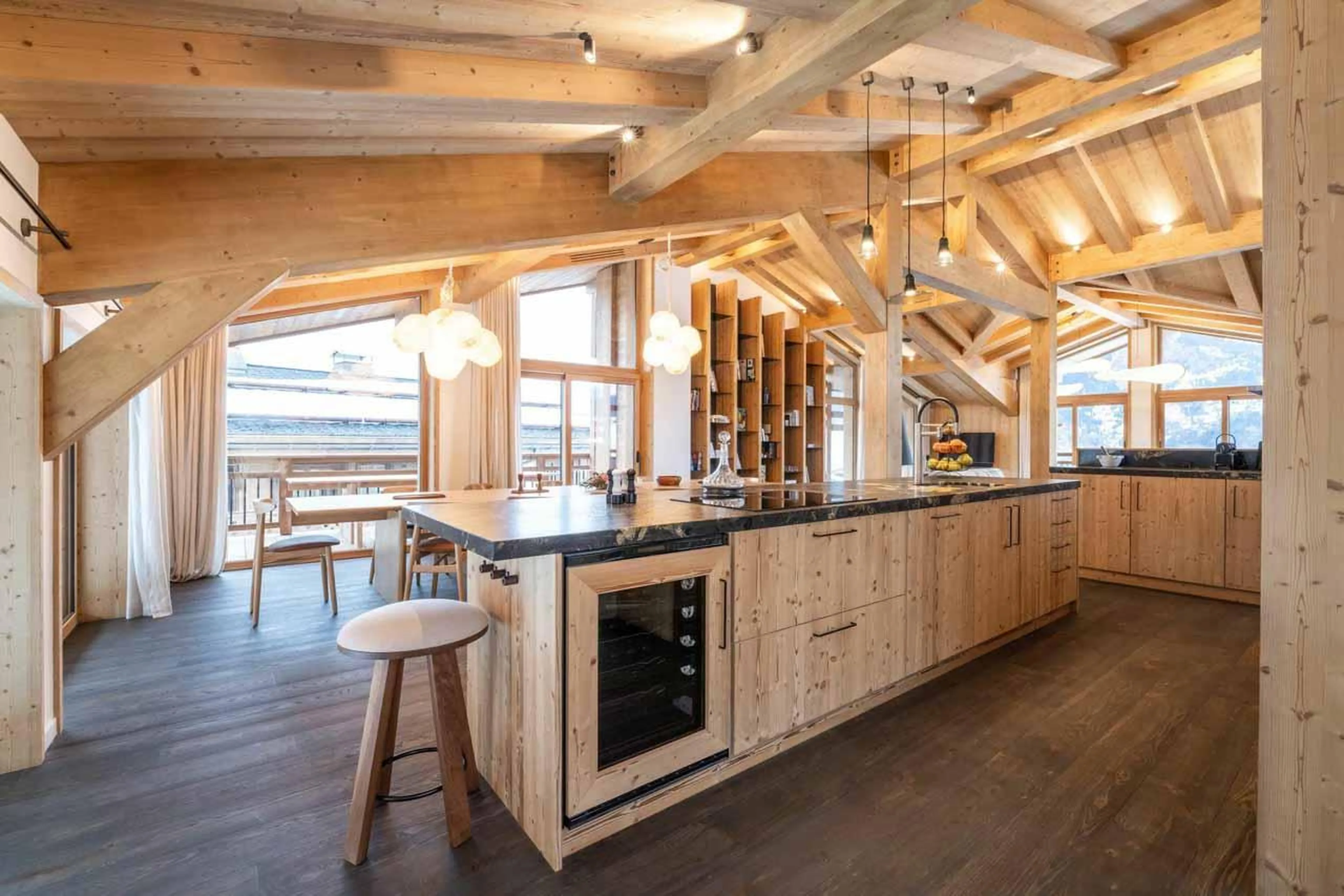 Kitchen with wine fridge in Chalet Irbis, Courchevel Le Praz