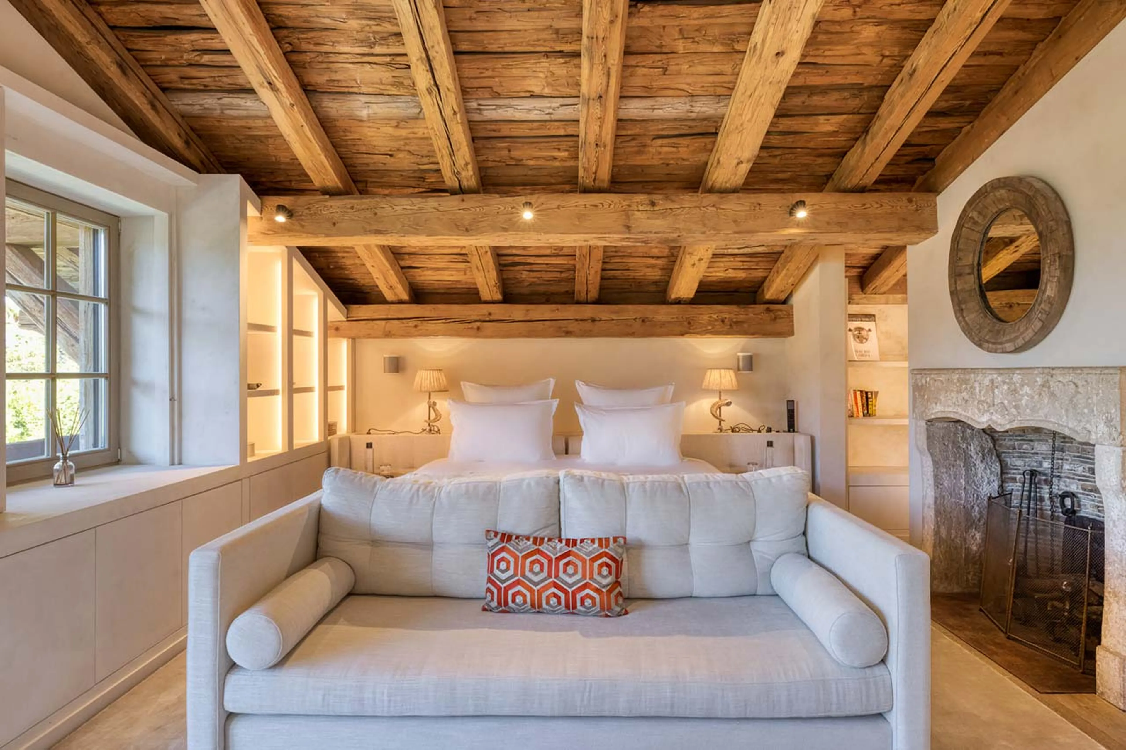 Seating in master bedroom in Chalet Izoard in Megeve