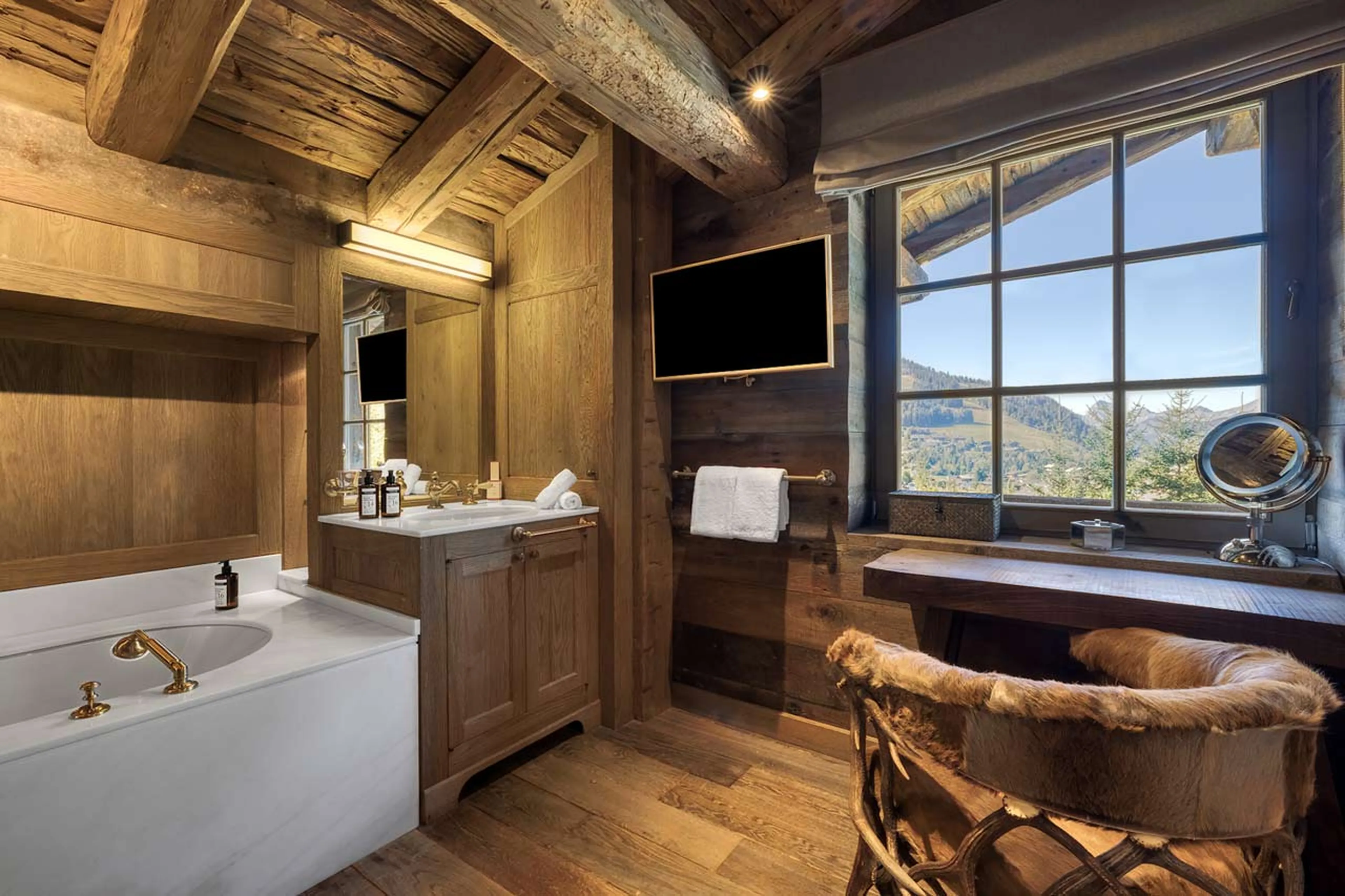 View from master bathroom in Chalet Izoard in Megeve
