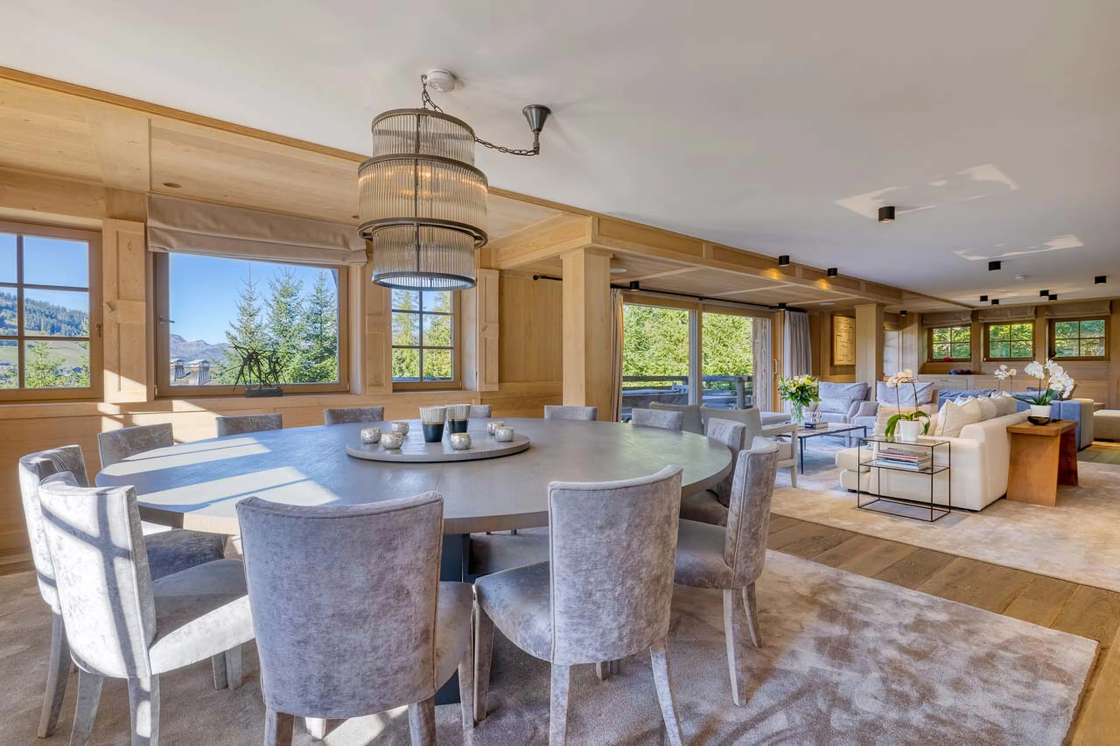 Dining area with mountain views