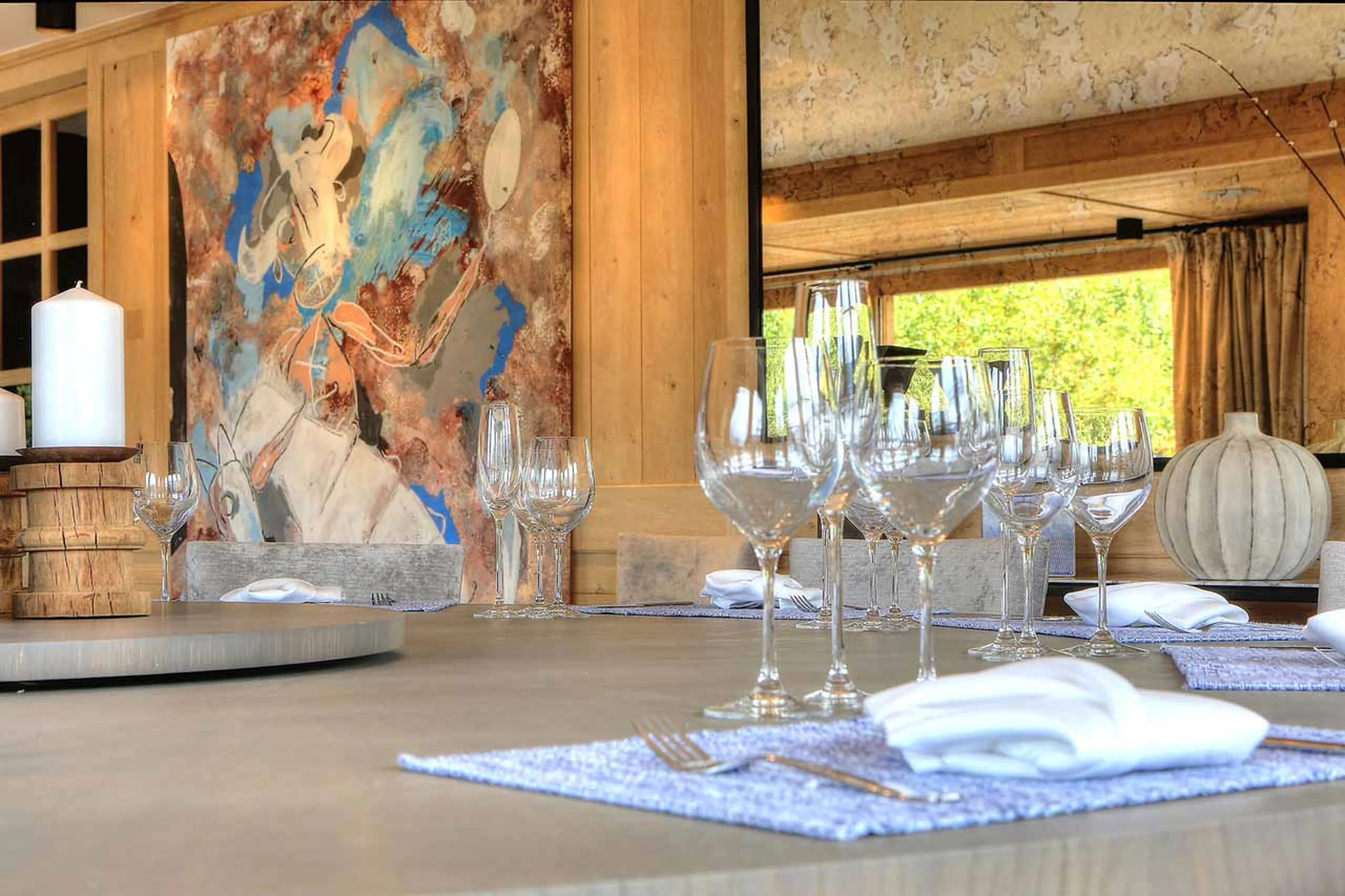 Dining detail at Chalet Izoard in Megeve