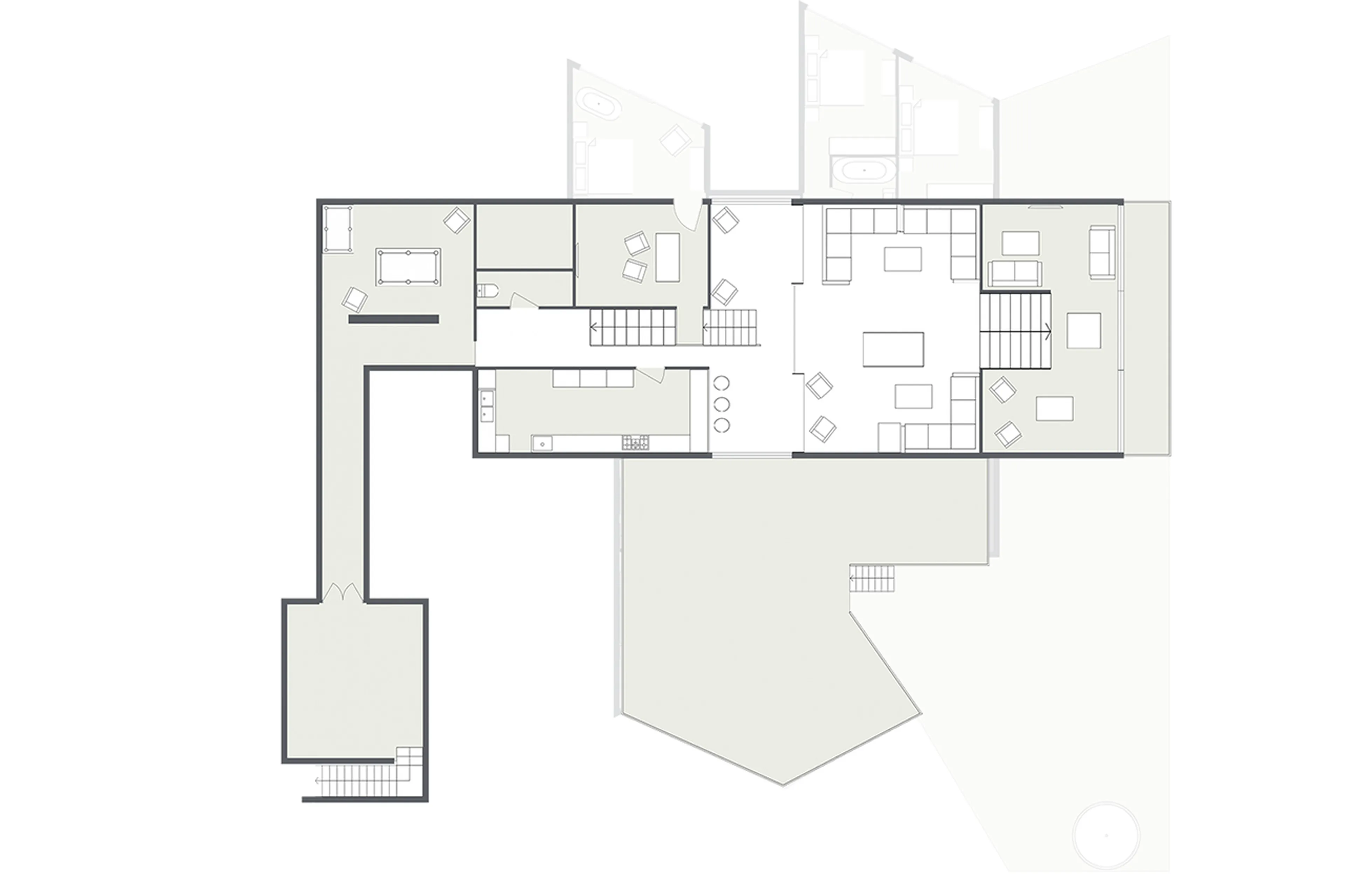 Level 0 floor plan of Chalet Joux Plane in Morzine