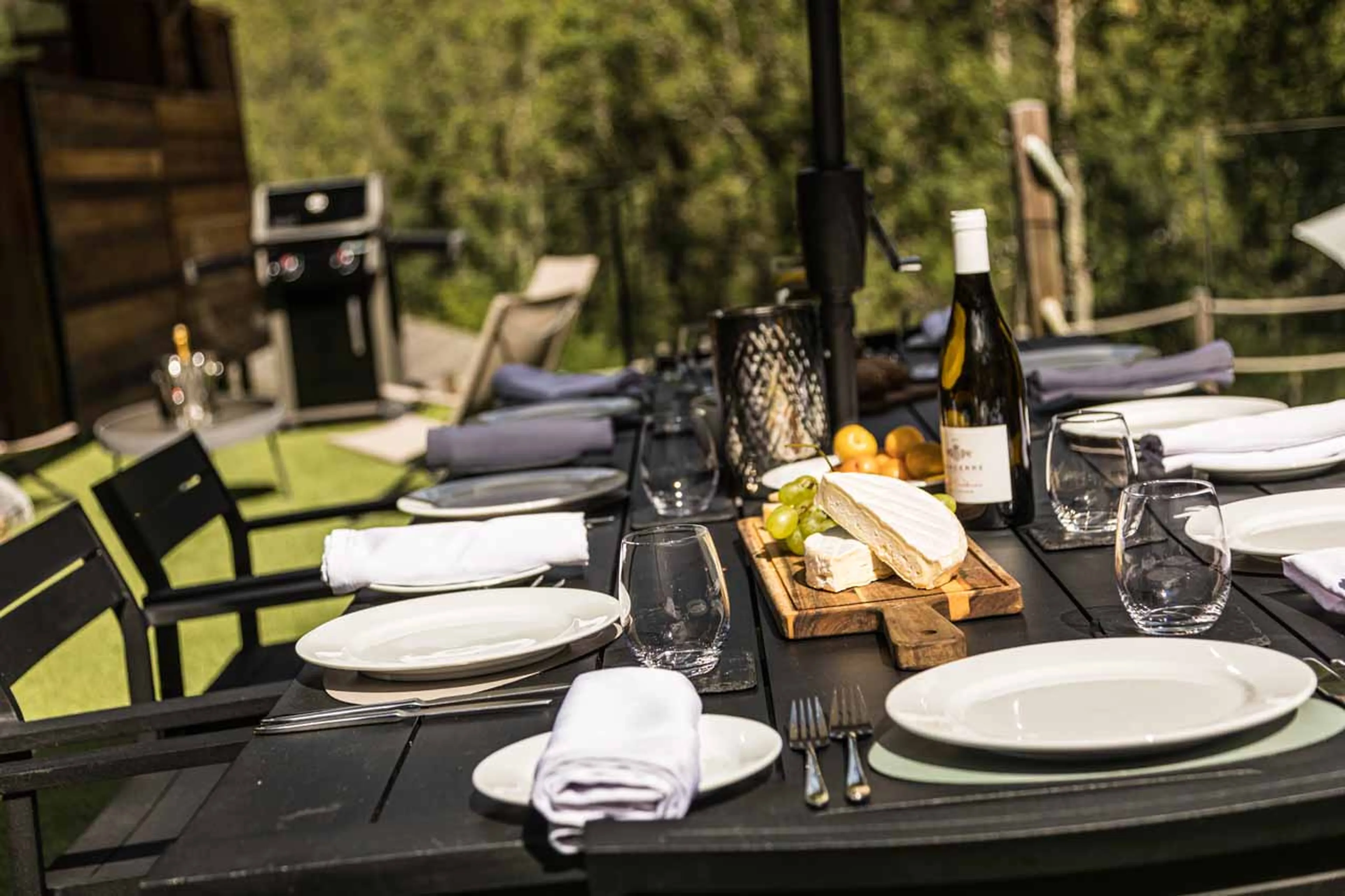 Dining table at Chalet Joux Plane in Morzine in summer