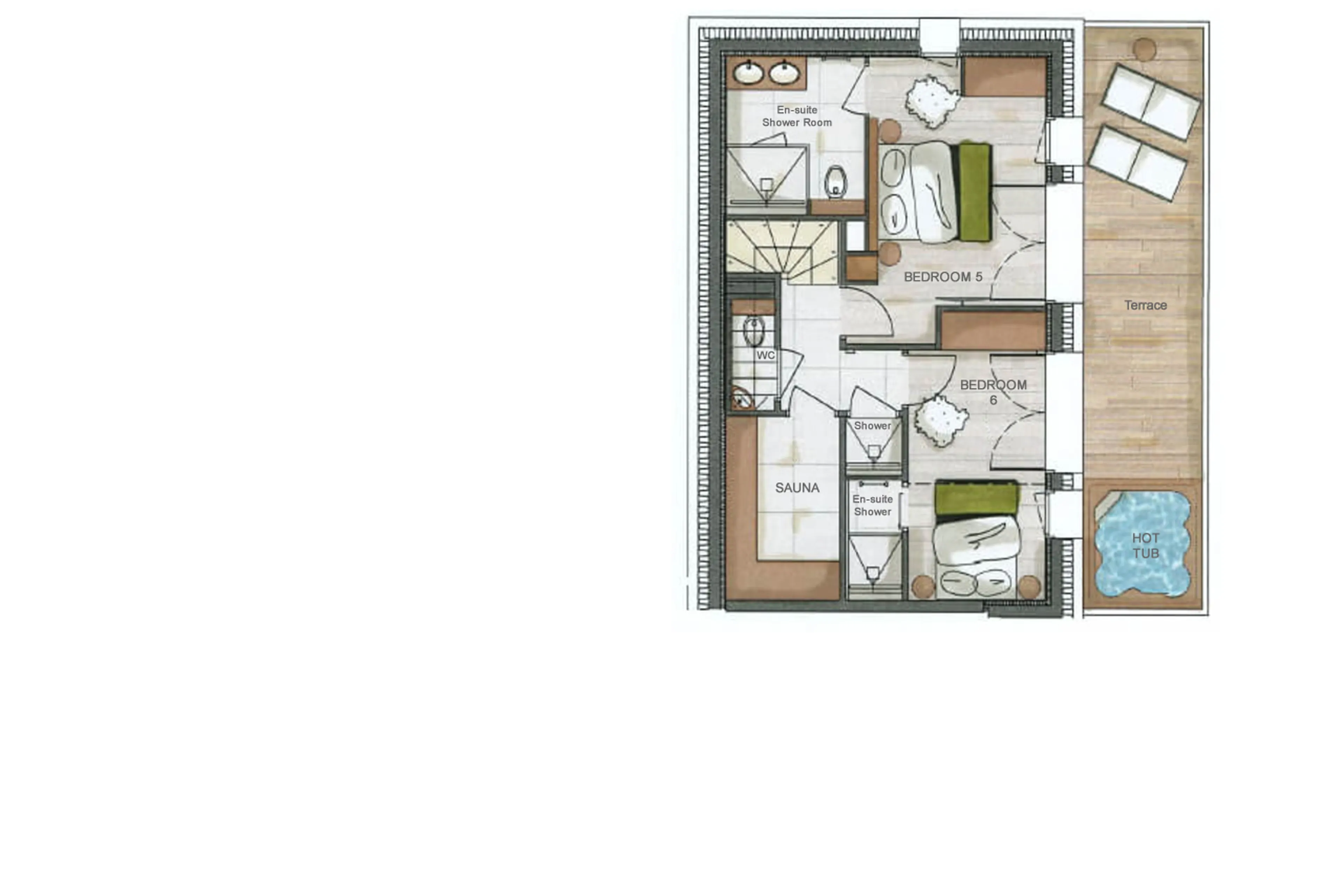 Level 0 floor plan of Chalet K in Meribel