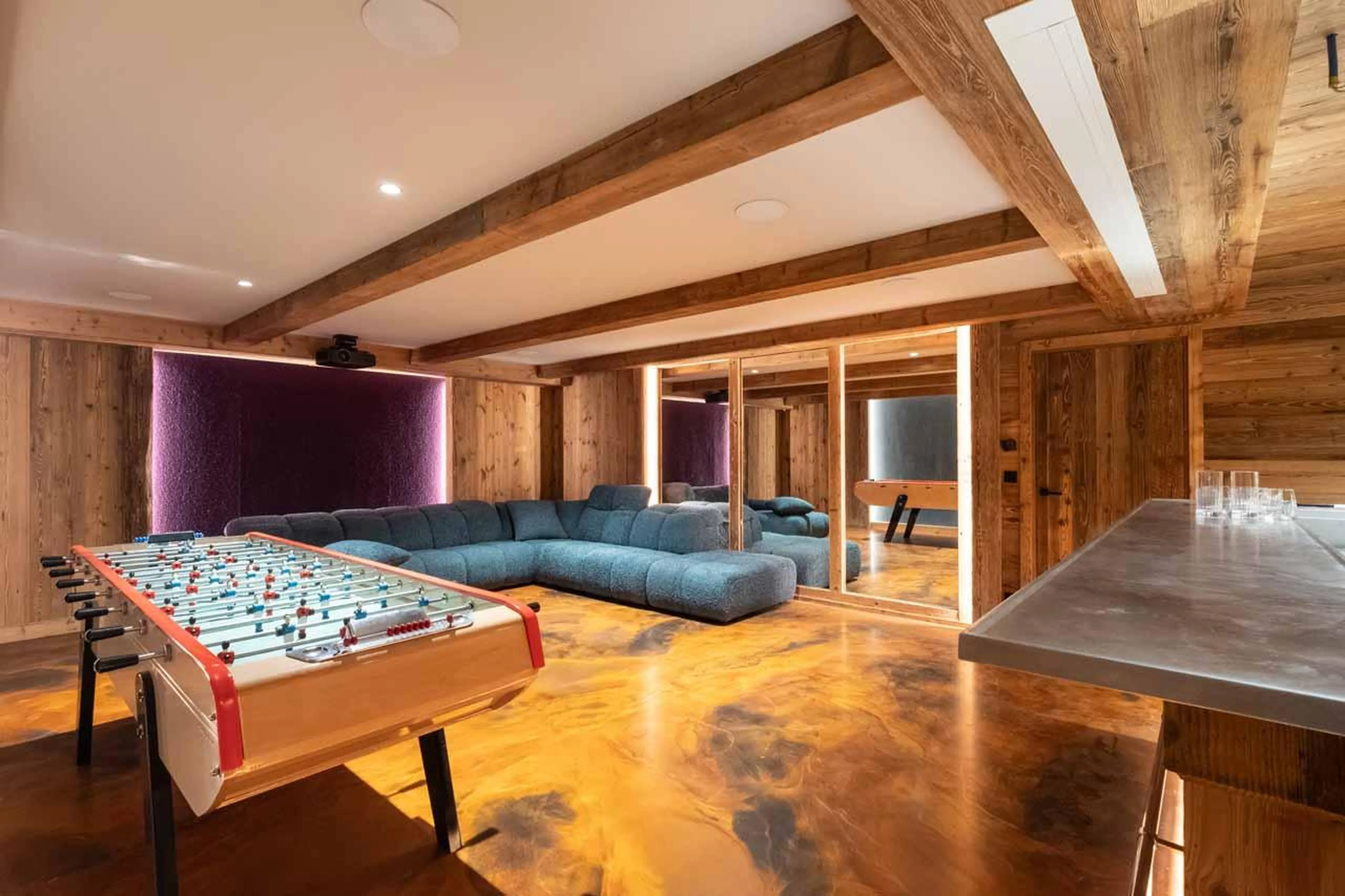 Table football and bar in Chalet Kalinka, Meribel