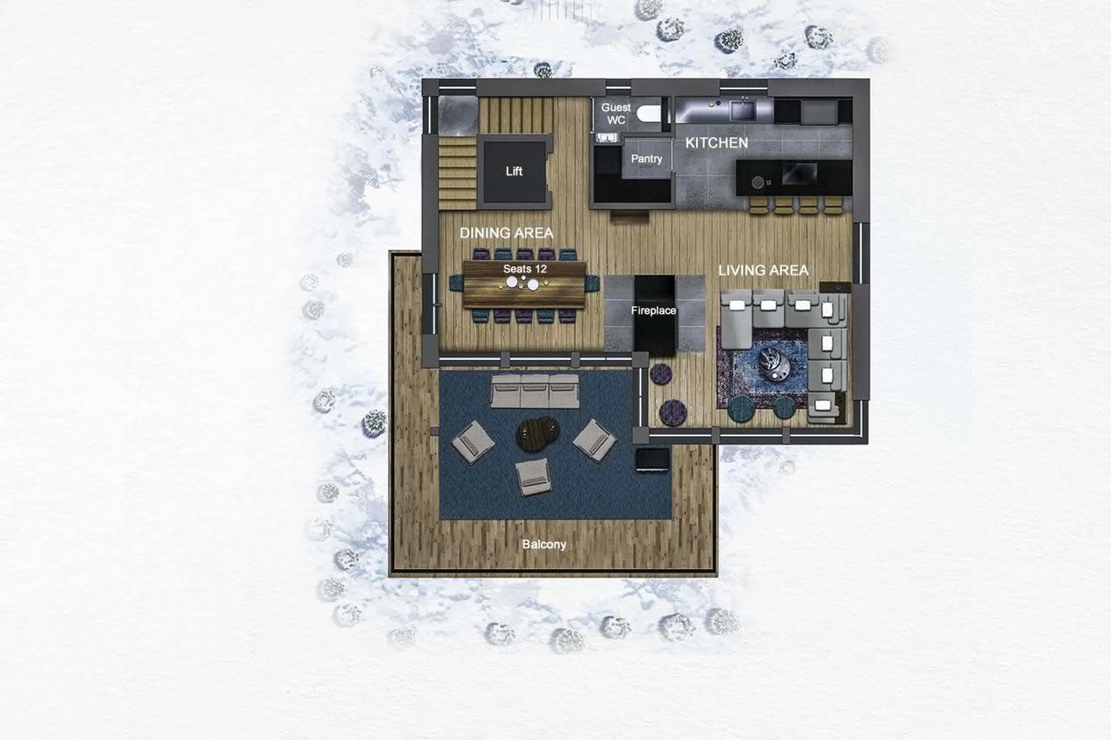Level 2 floor plan fo Chalet Kandahar in Courchevel 1550