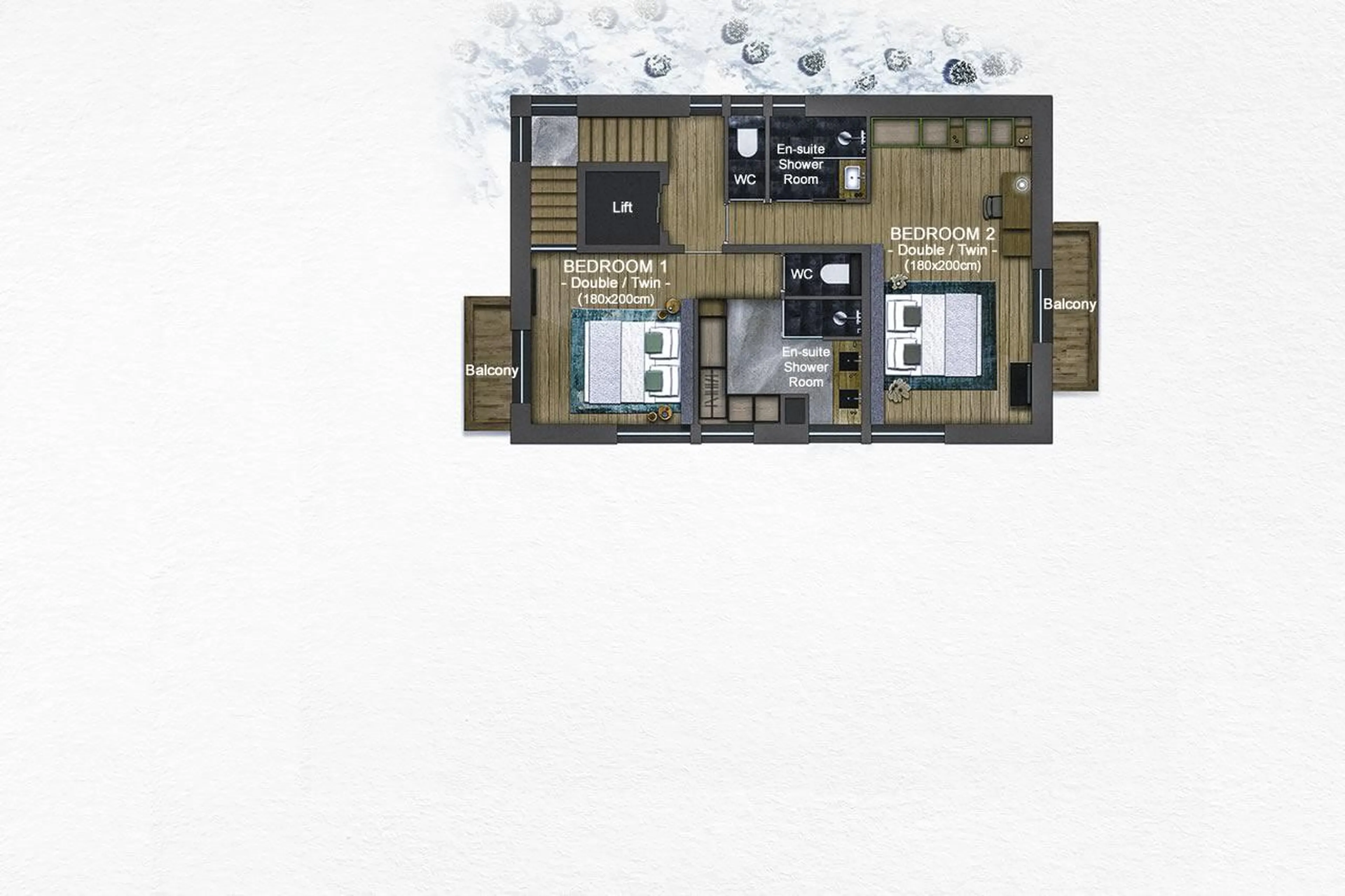 Level 3 floor plan fo Chalet Kandahar in Courchevel 1550