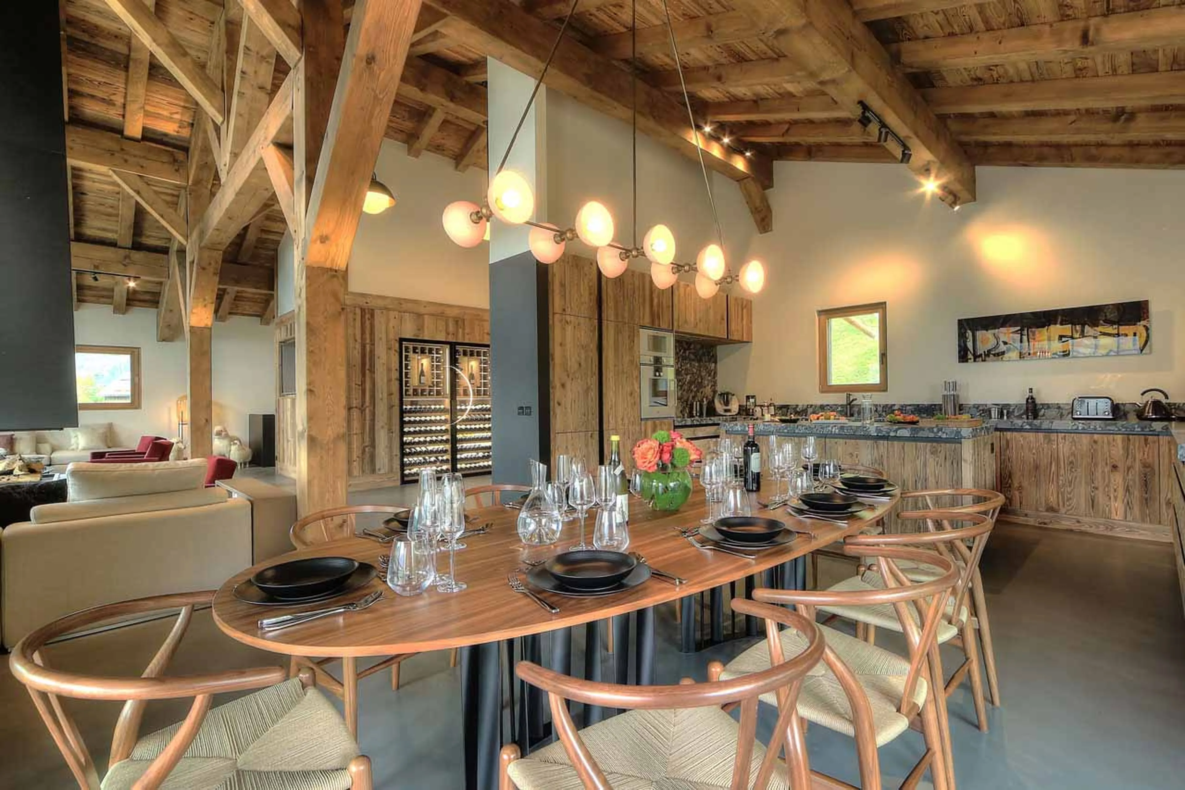 Dining table at Chalet Kantaa in Megeve