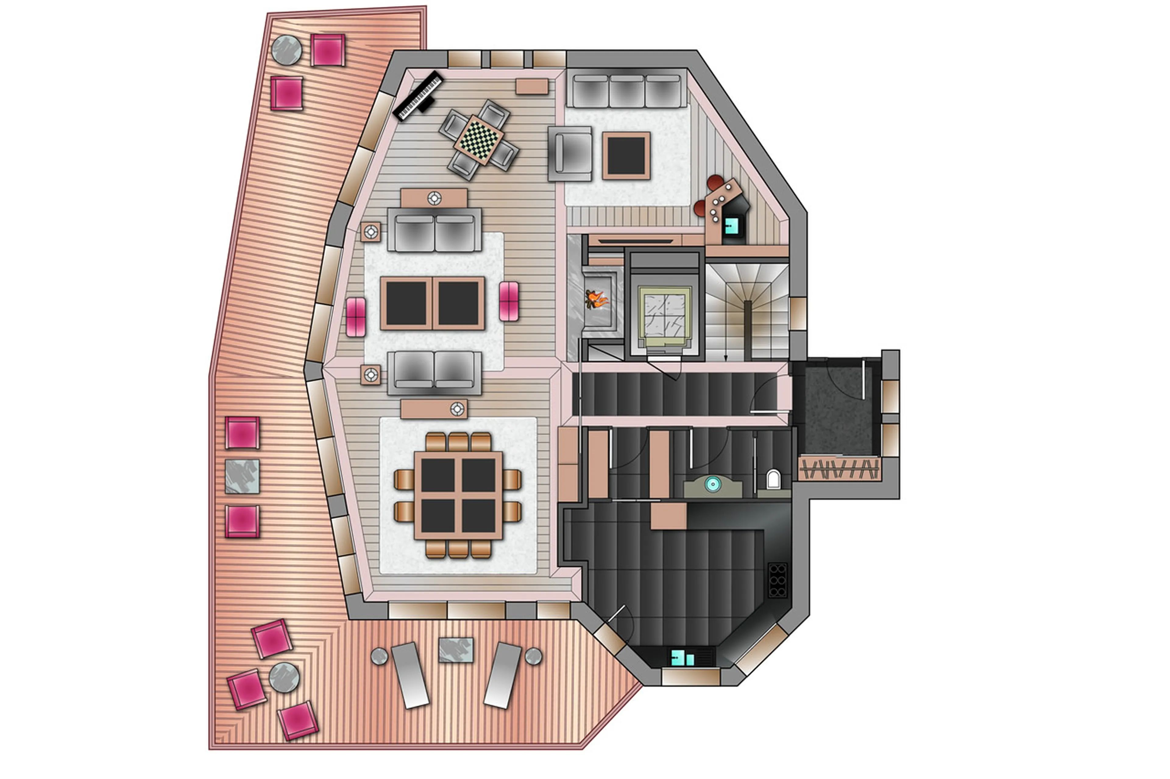 Level 2 floor plan of Chalet Karakoram in Courchevel 1850