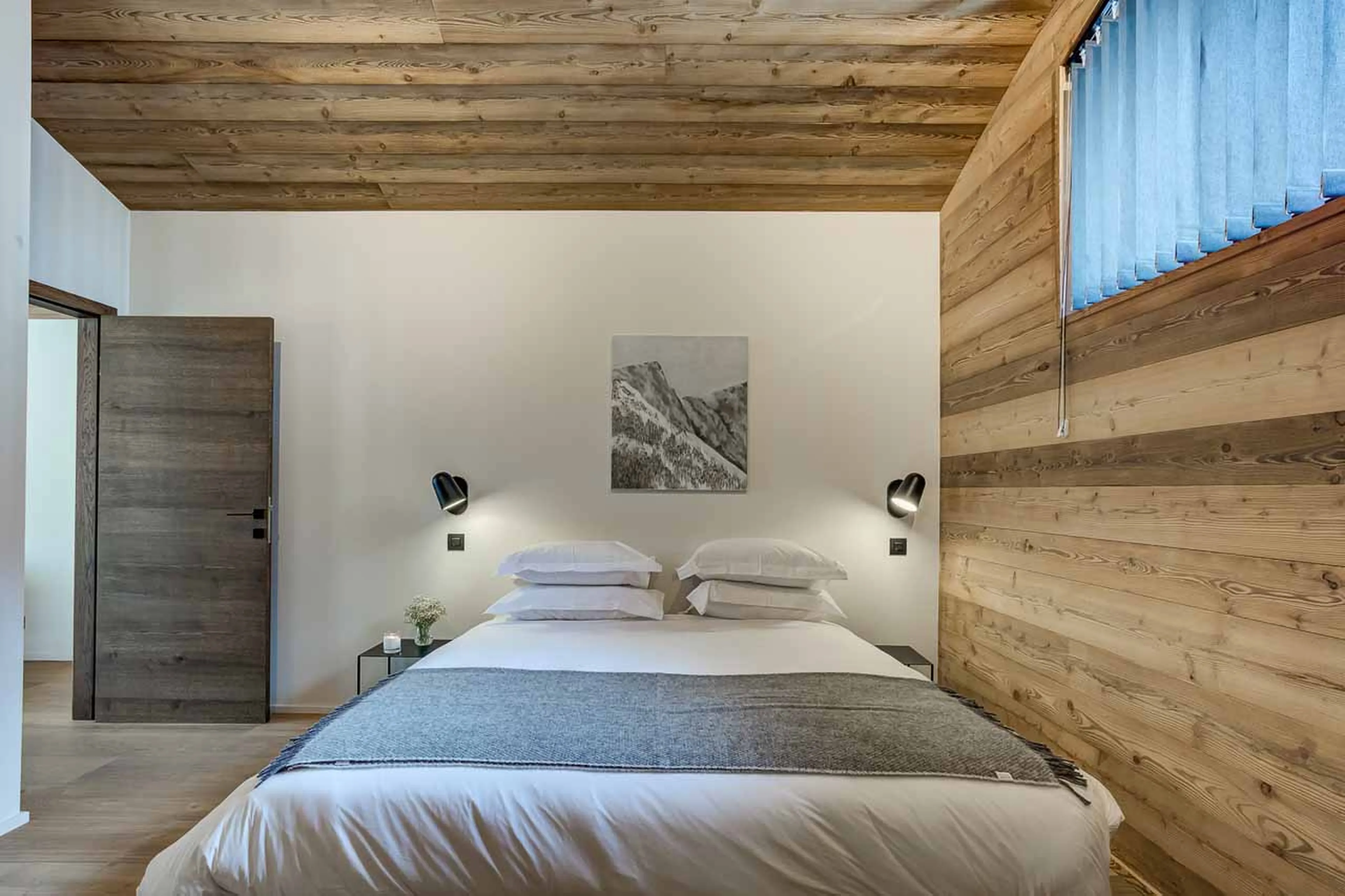 Comfortable bedroom at Chalet Kea in Chamonix