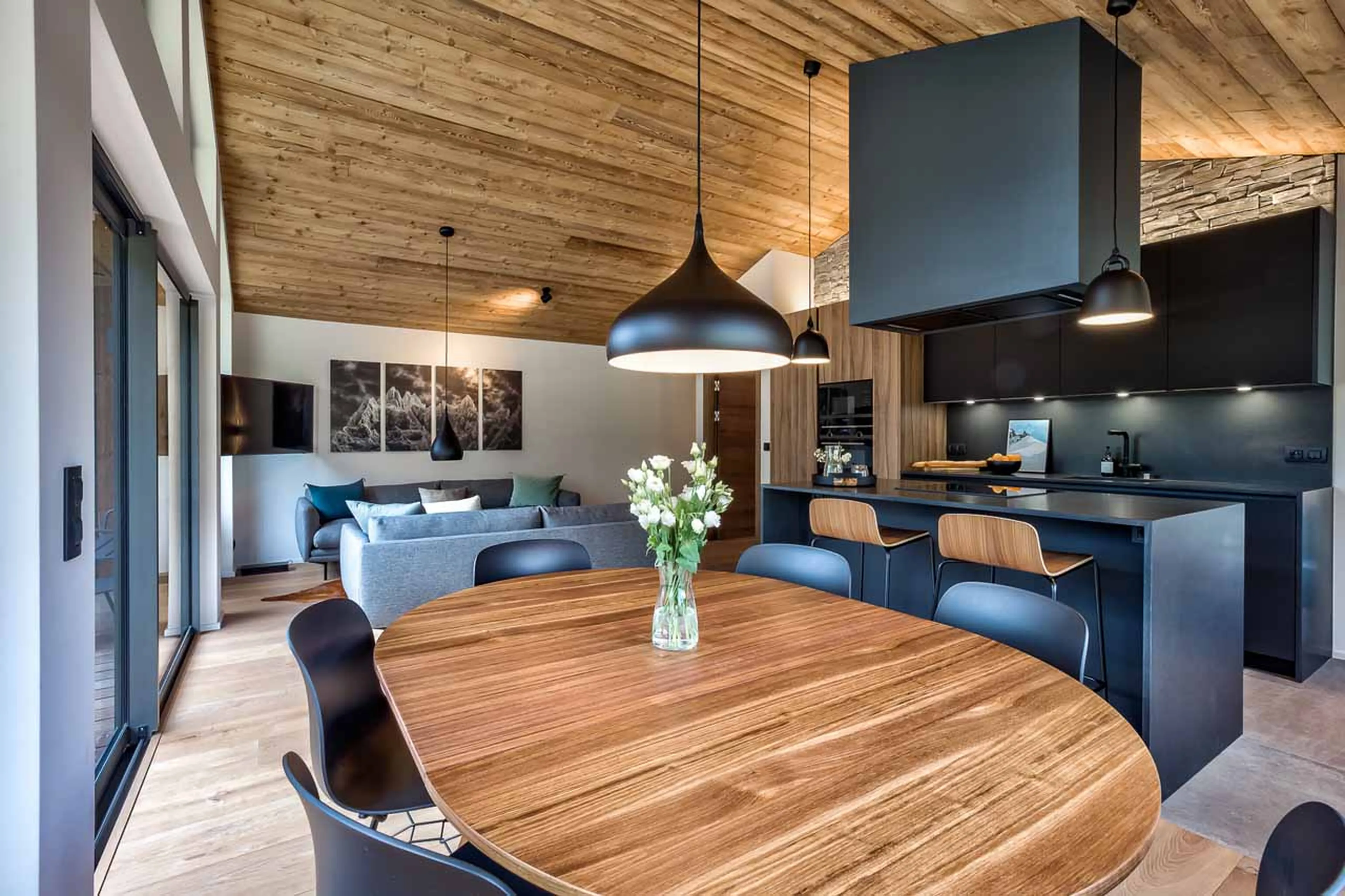 Dining area at Chalet Kea in Chamonix