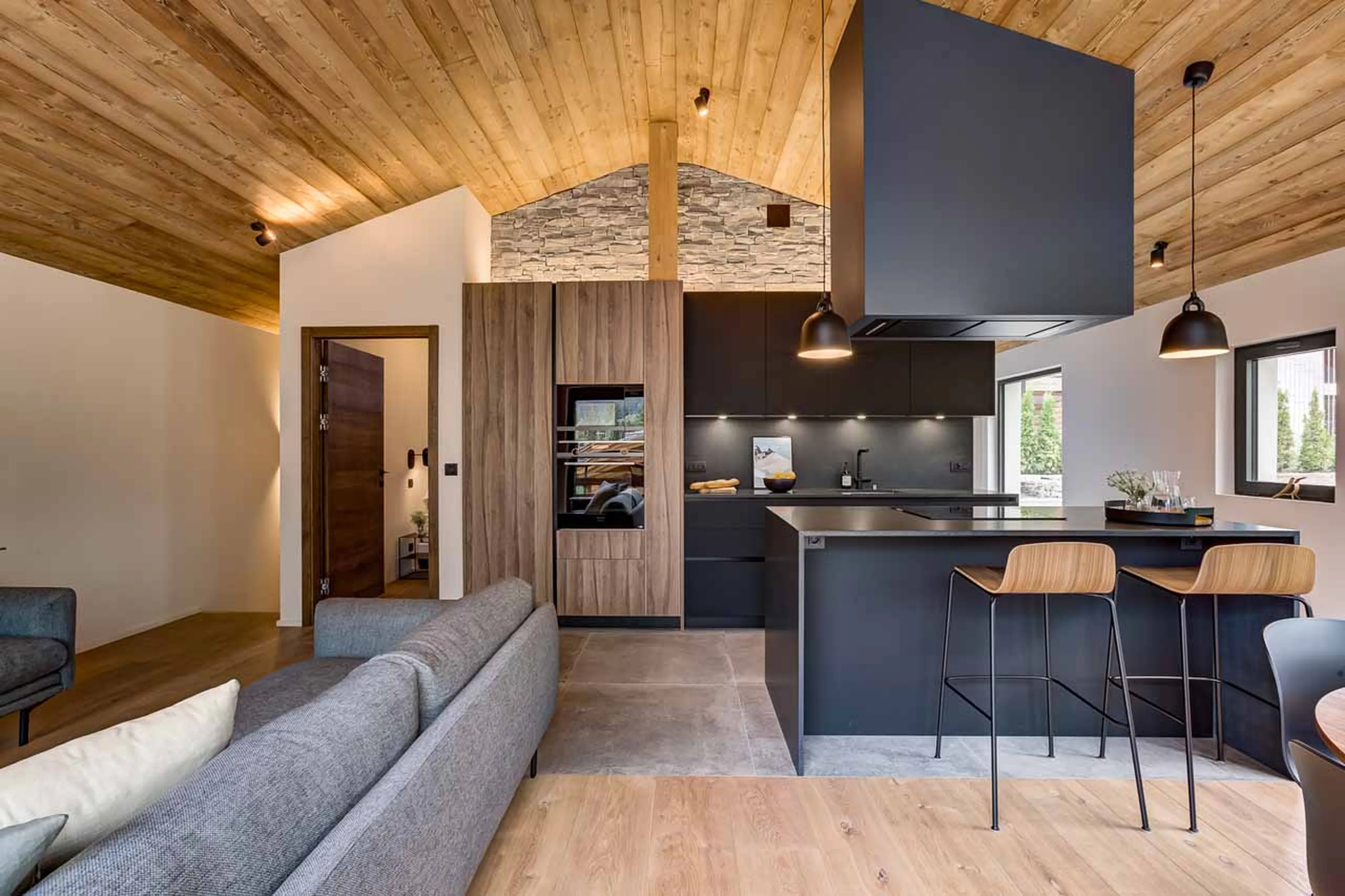 Living and dining area at Chalet Kea in Chamonix