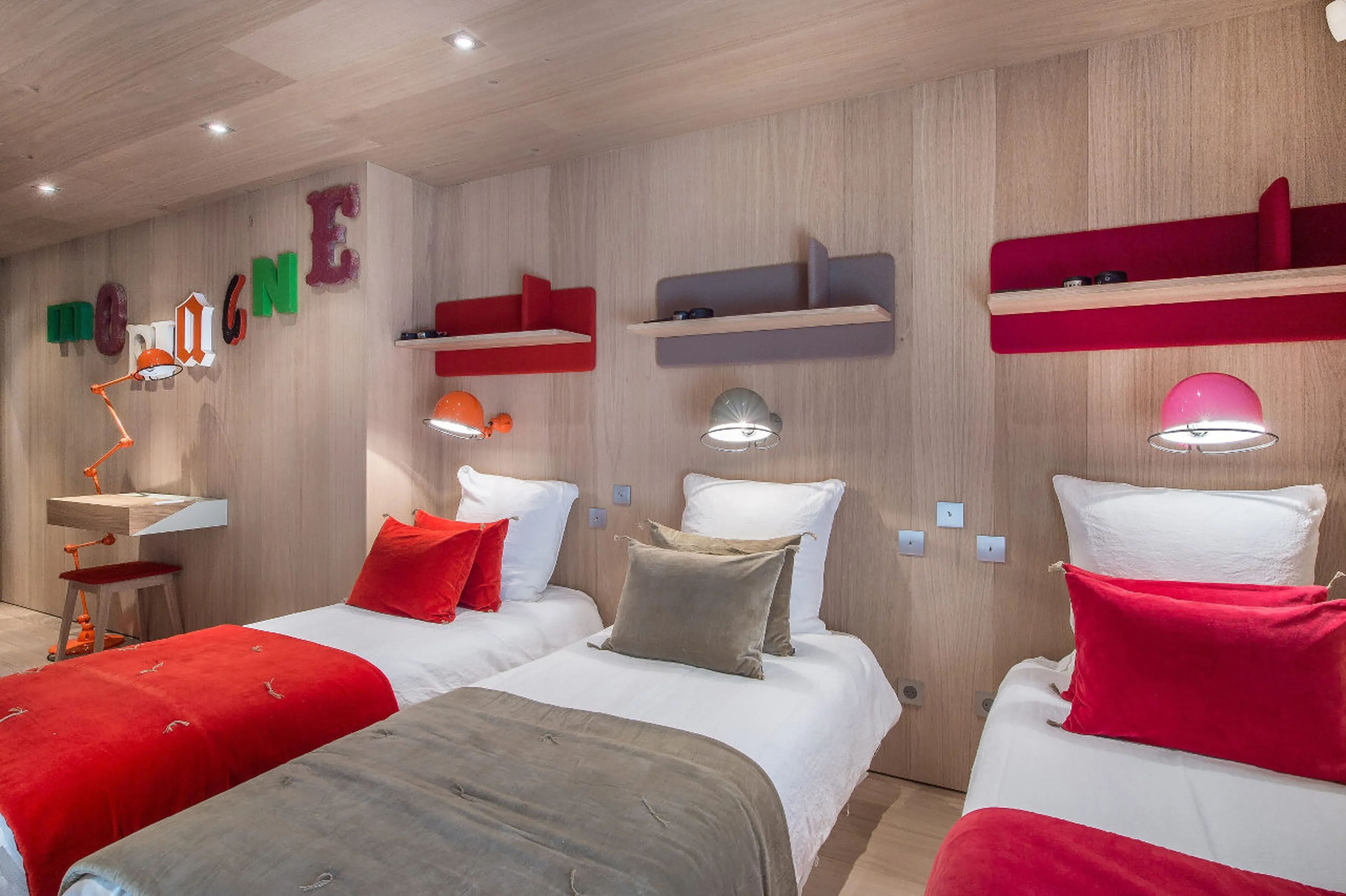 Three single beds for children in Chalet Kibo in Courchevel 1550