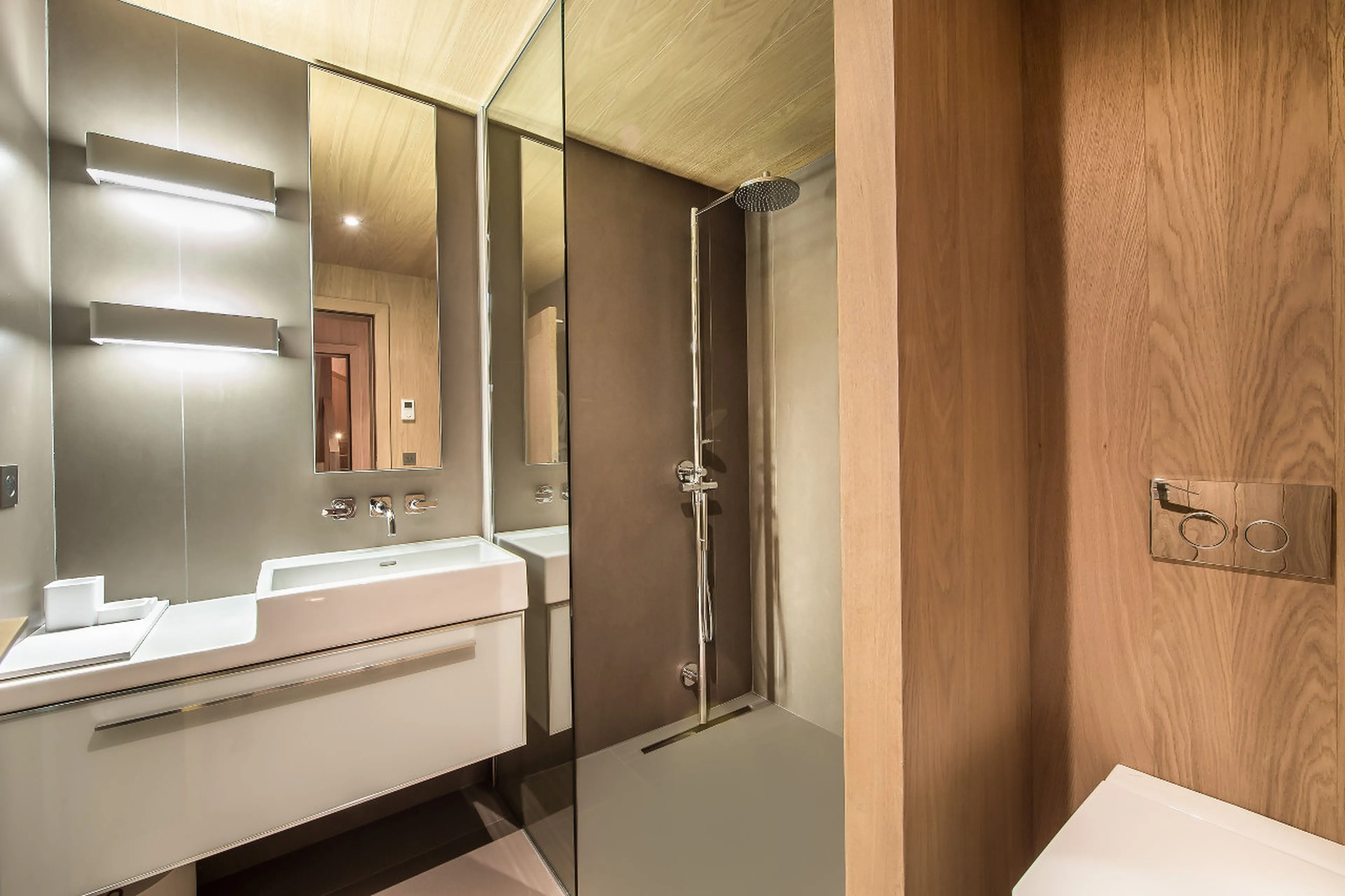 En-suite shower room in Chalet Kibo in Courchevel 1550